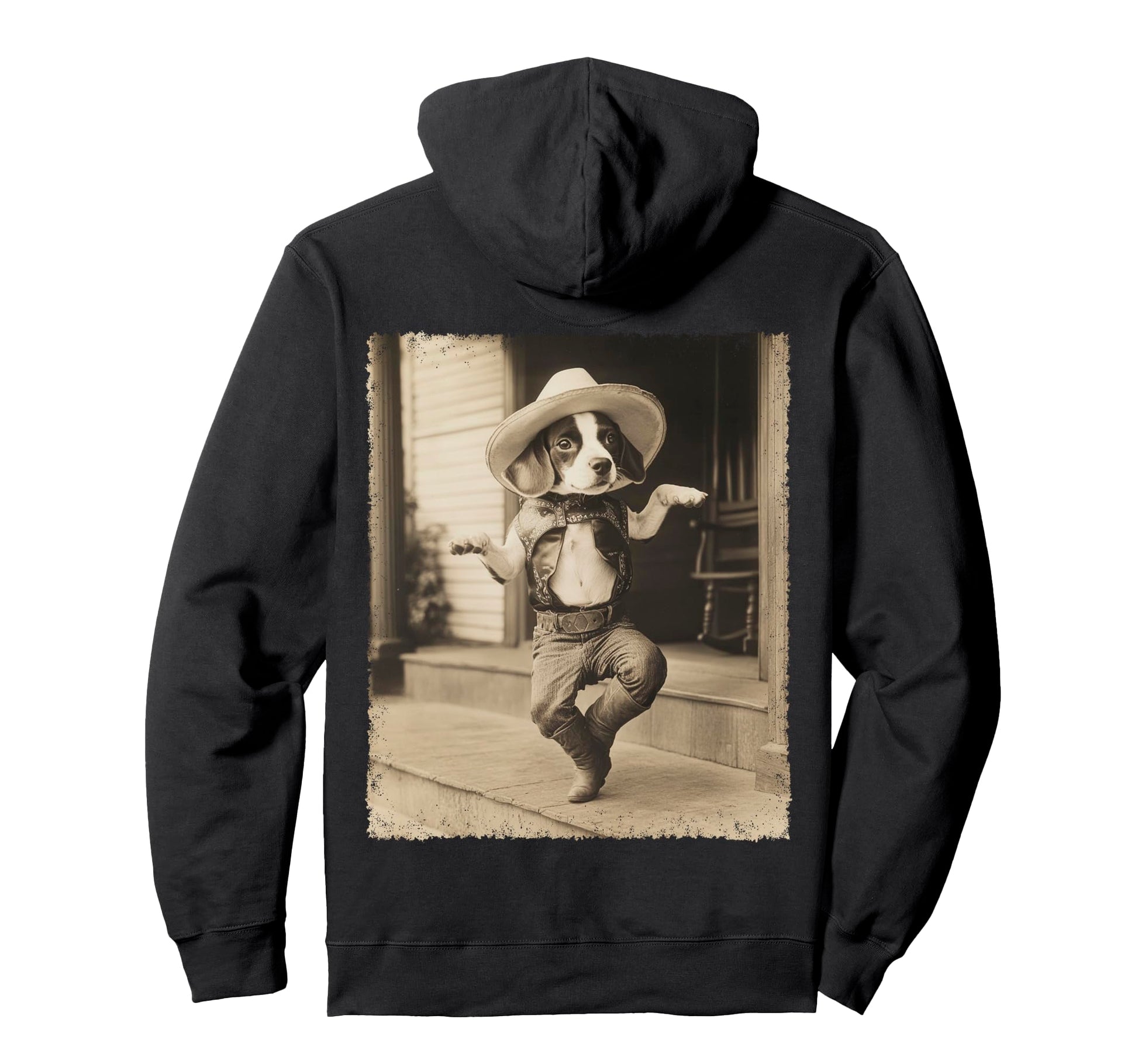 Beagle Dog Cowboy Hoodie - Novelty Apparel Unisex - T-Shirt, Sweatshirt, Hoodie