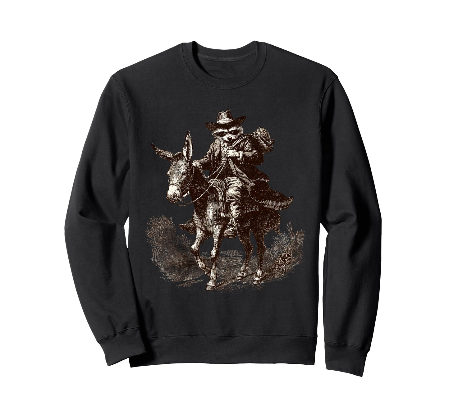 Raccoon Cowboy Rodeo Cowgirl Western Sweatshirt - Graphic Print for Adults - T-Shirt, Sweatshirt, Hoodie