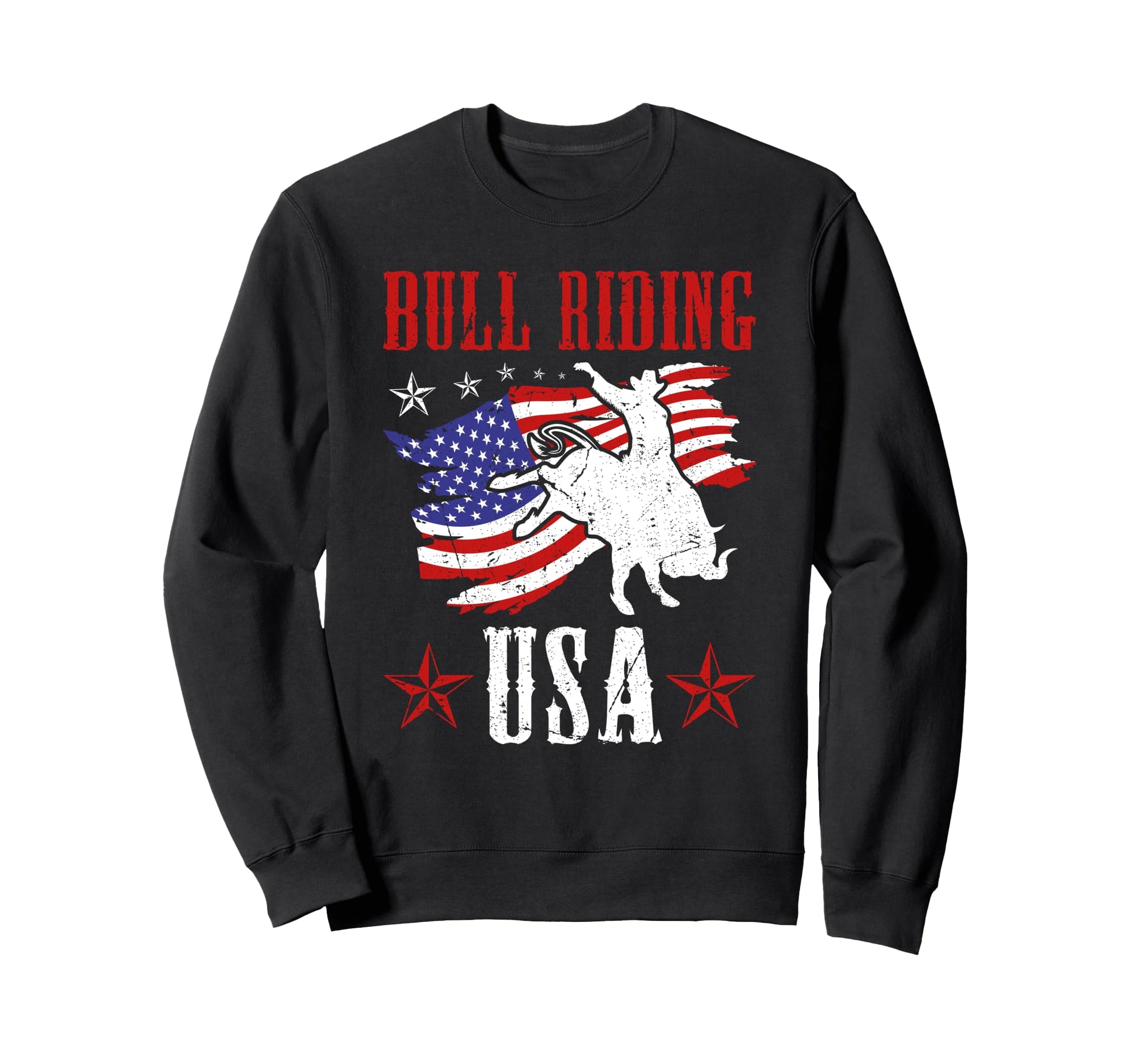 Bull Riding Usa Flag Western Country Sweatshirt - Graphic Print for Adults - T-Shirt, Sweatshirt, Hoodie
