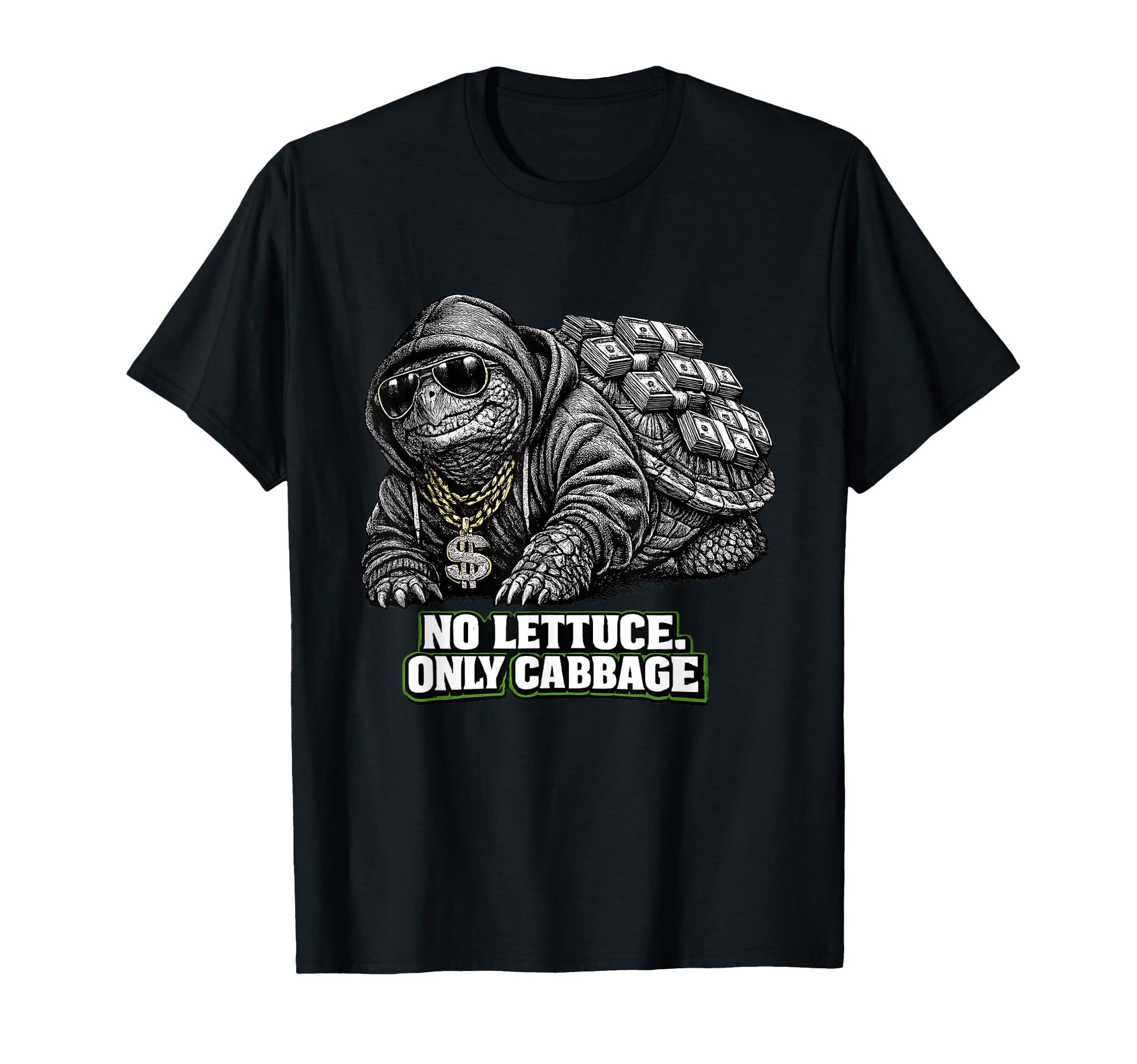 No Lettuce Only Cabbage Funny Gangster T-Shirt - Graphic Print for Adults - T-Shirt, Sweatshirt, Hoodie