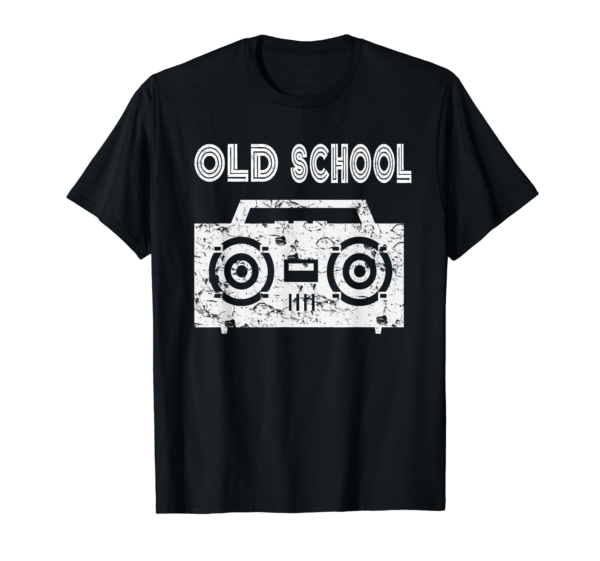 Old School Boombox Distressed 80S T-Shirt - Fun Novelty Design for Adults - T-Shirt, Sweatshirt, Hoodie