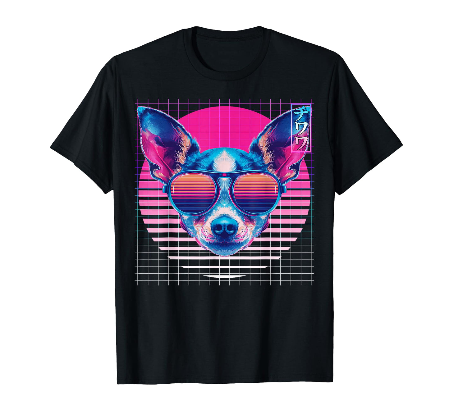 Chihuahua Sunglasses Dog Vaporwave Aesthetic T-Shirt - Graphic Print Unisex - T-Shirt, Sweatshirt, Hoodie