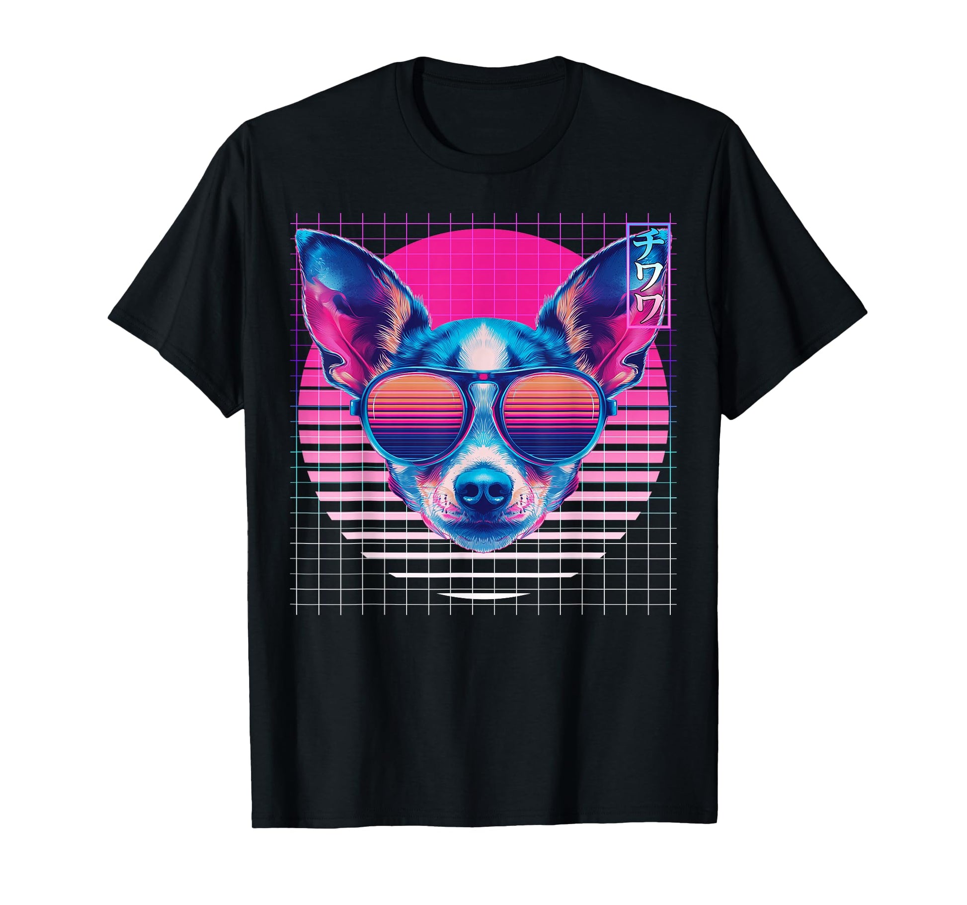 Chihuahua Sunglasses Dog Vaporwave Aesthetic T-Shirt - Graphic Print Unisex - T-Shirt, Sweatshirt, Hoodie