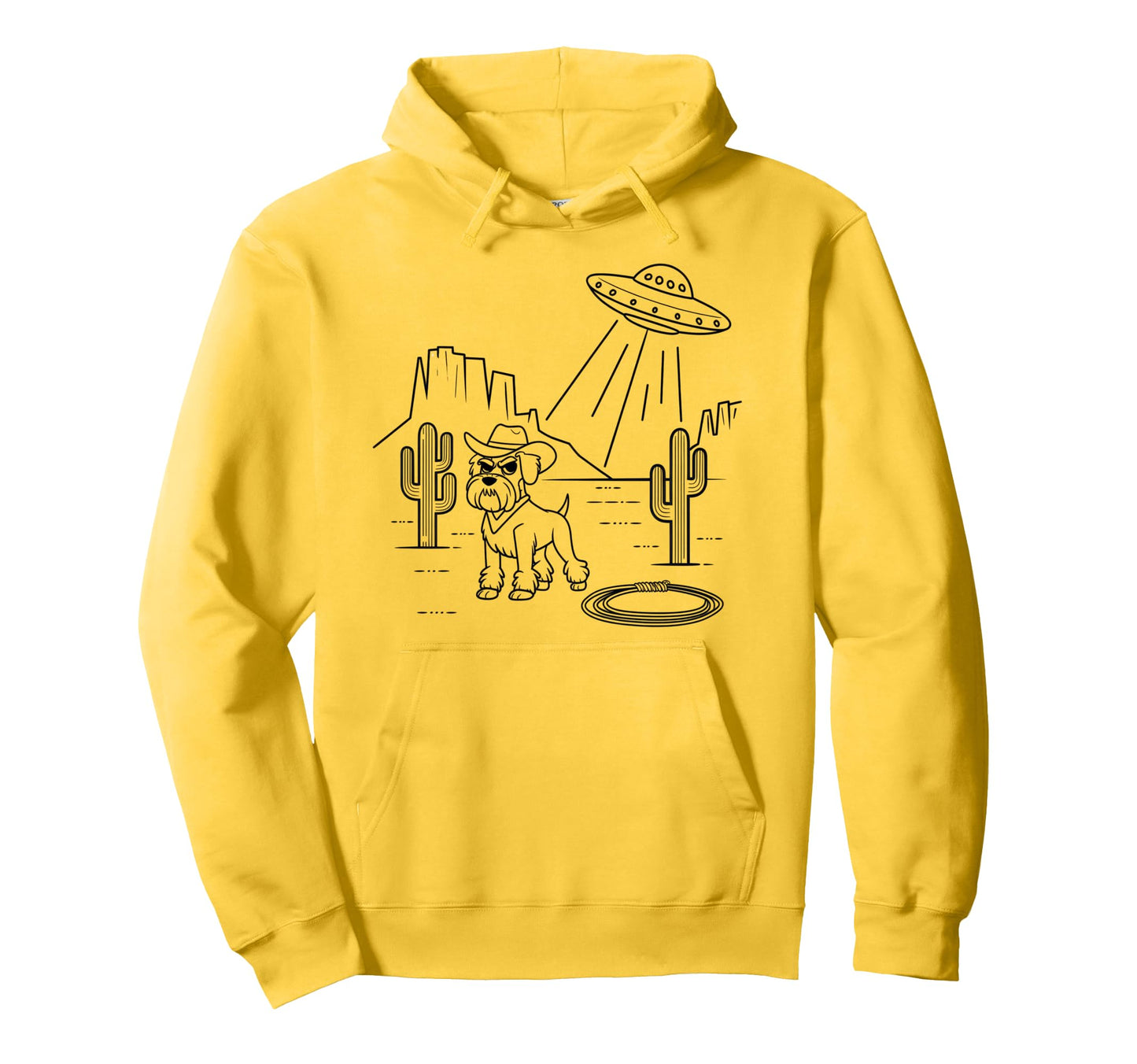 Schnauzer Schnauzer Ufo Western Hoodie - Aesthetic Graphic for Adults - T-Shirt, Sweatshirt, Hoodie