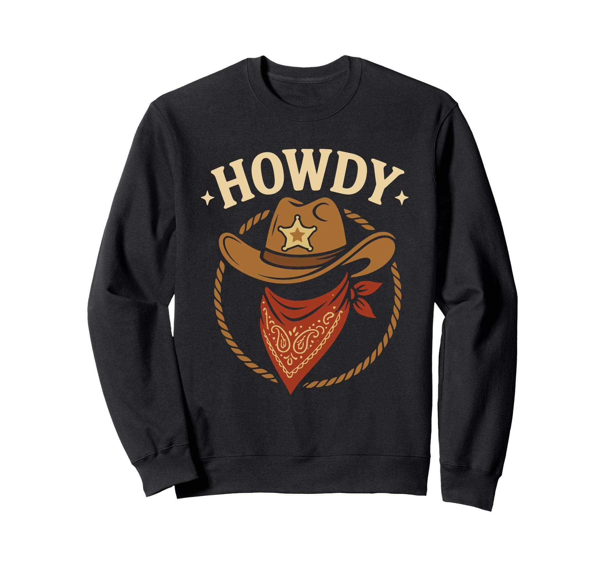 Howdy Cowboy Hat Bandana Western Sweatshirt - Streetwear Style Men Women - T-Shirt, Sweatshirt, Hoodie