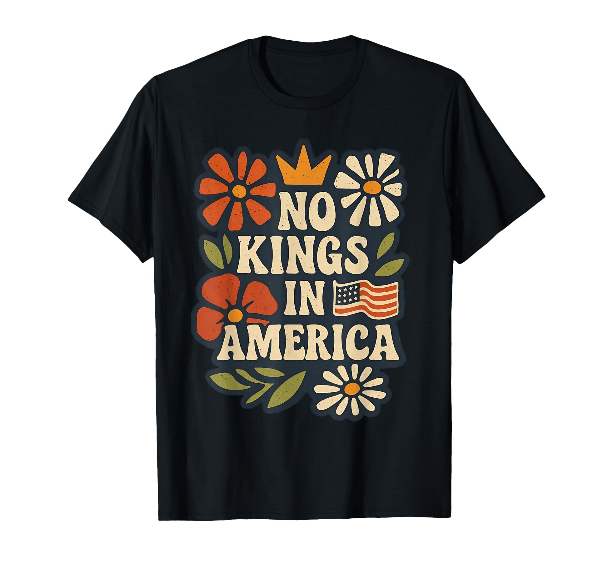 No Kings America Boho Floral 4Th July T-Shirt - Custom Art Print Men Women - T-Shirt, Sweatshirt, Hoodie