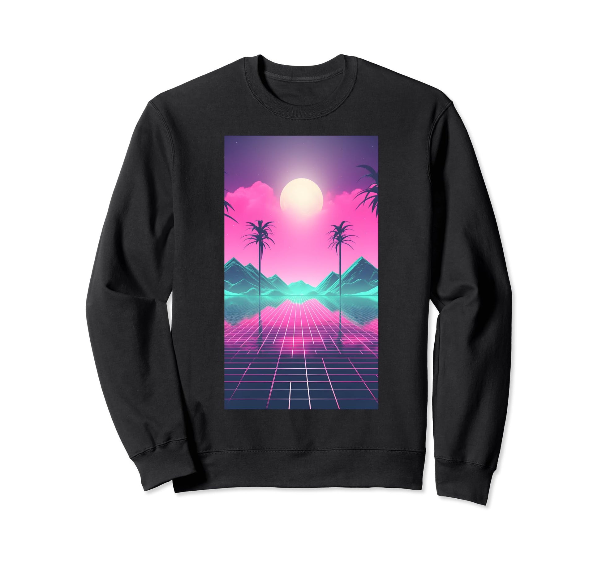 80S Vaporwave Landscape Sweatshirt - Casual Everyday Wear for Adults - T-Shirt, Sweatshirt, Hoodie
