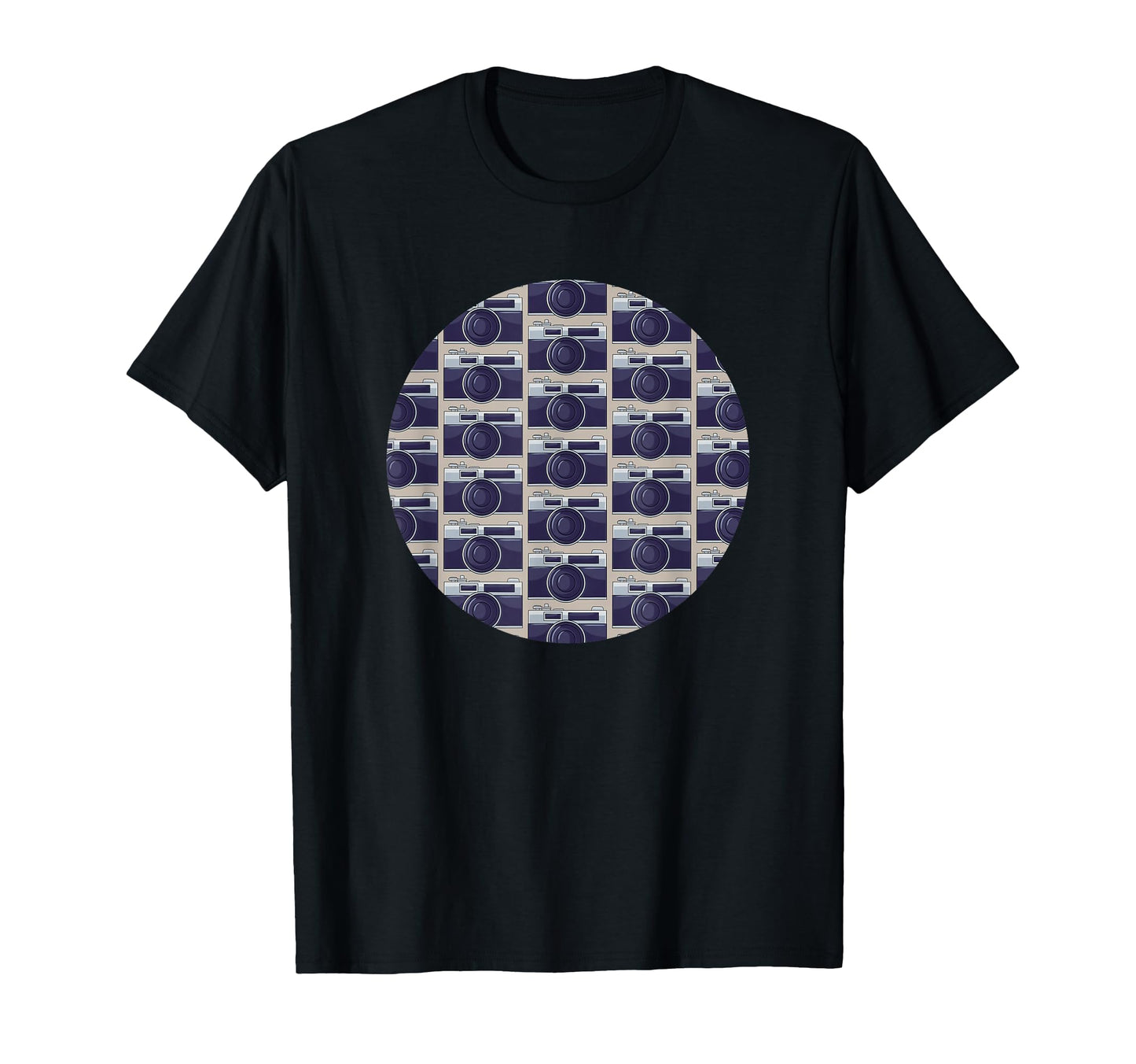Old Camera Pattern Grey Background T-Shirt - Fun Novelty Design Unisex - T-Shirt, Sweatshirt, Hoodie
