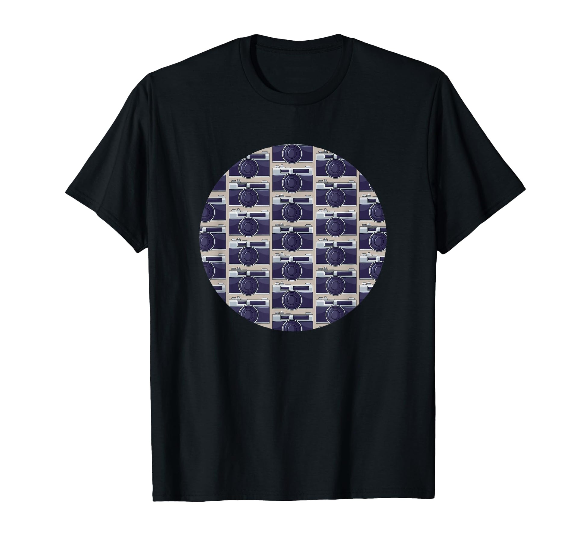 Old Camera Pattern Grey Background T-Shirt - Fun Novelty Design Unisex - T-Shirt, Sweatshirt, Hoodie