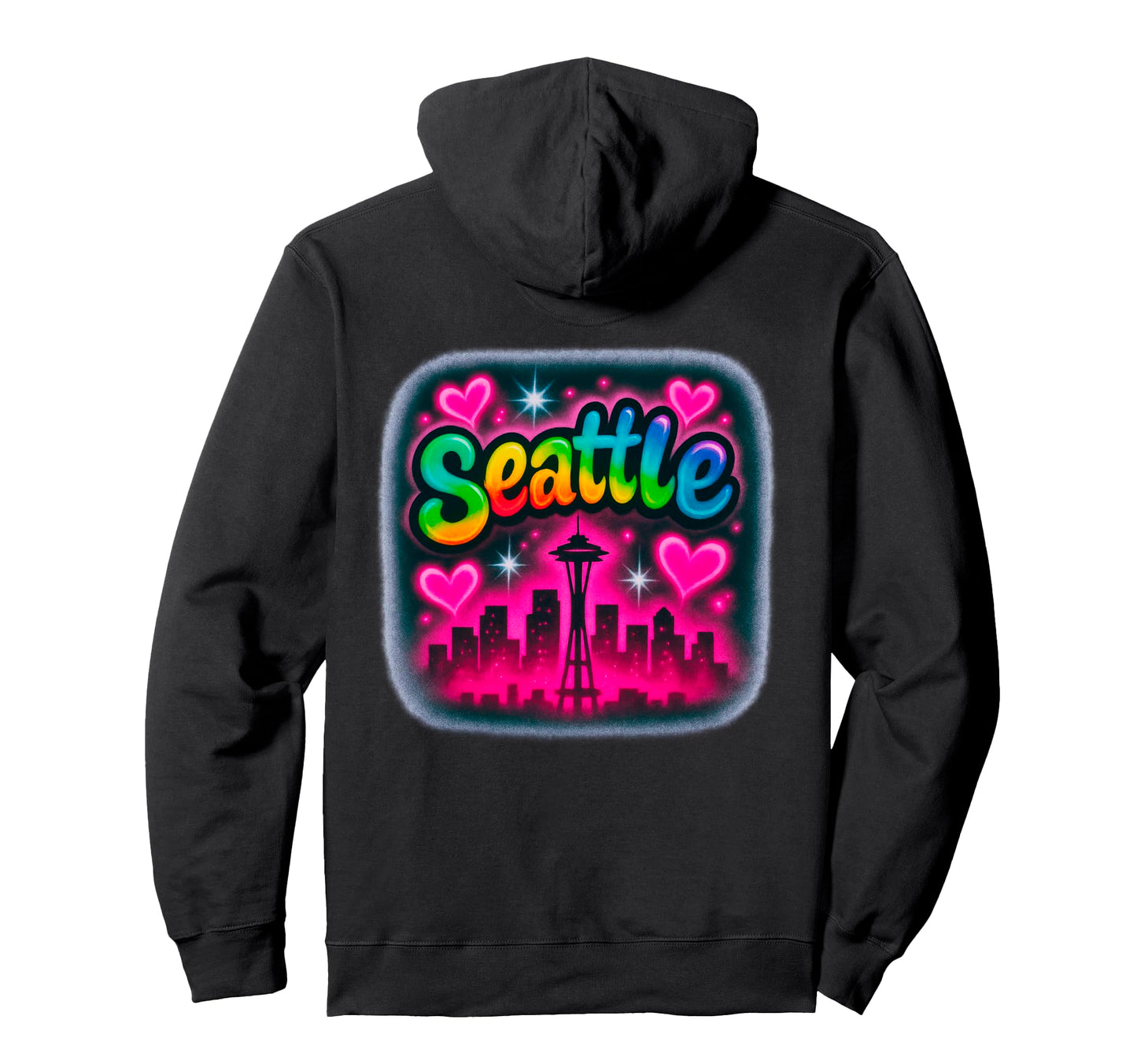 Seattle Skyline Rainbow City Pride Hoodie - Casual Everyday Wear Unisex - T-Shirt, Sweatshirt, Hoodie