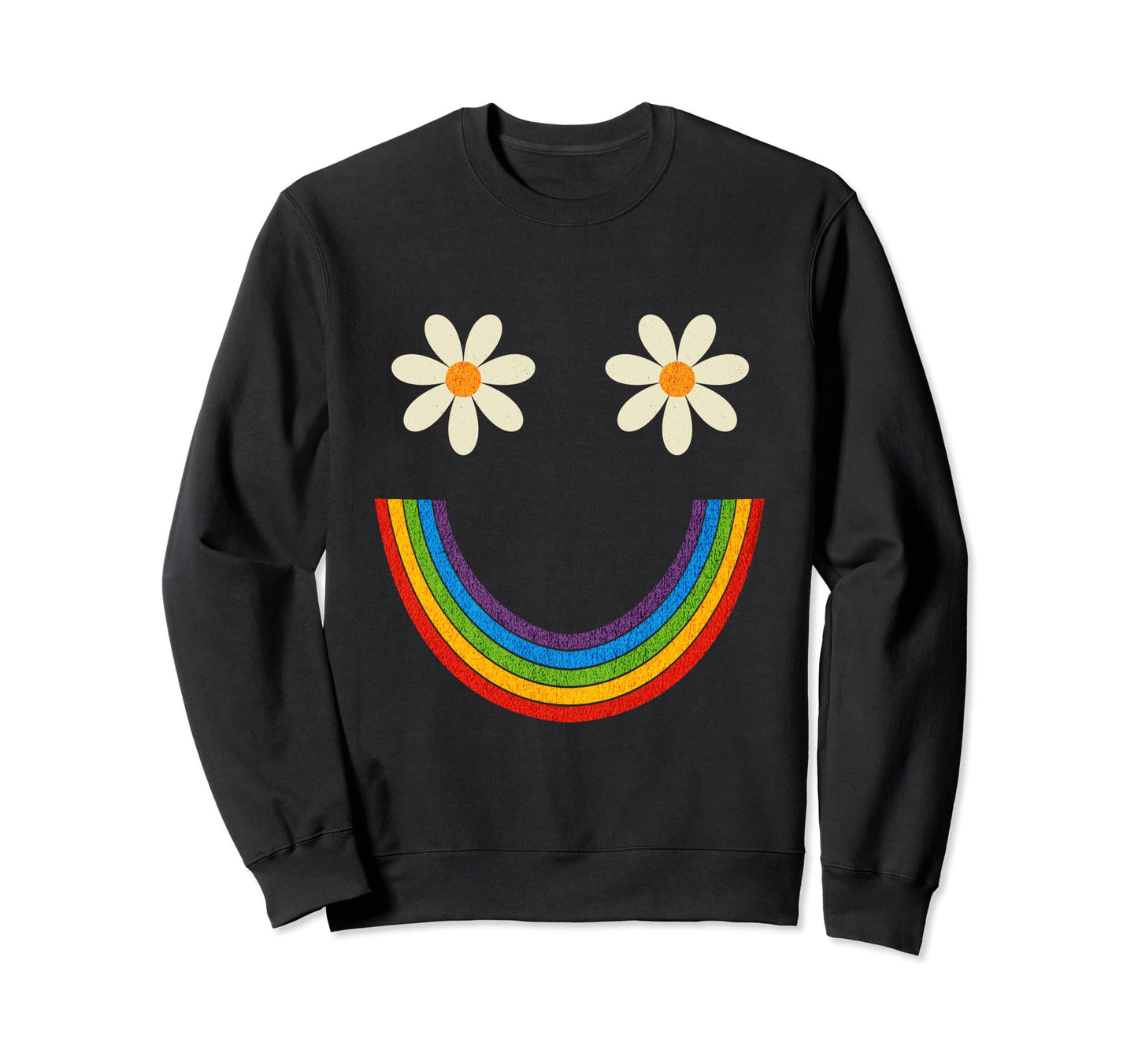 Happy Smiling Rainbow Daisies 60S Sweatshirt - Trendy Graphic Men Women - T-Shirt, Sweatshirt, Hoodie
