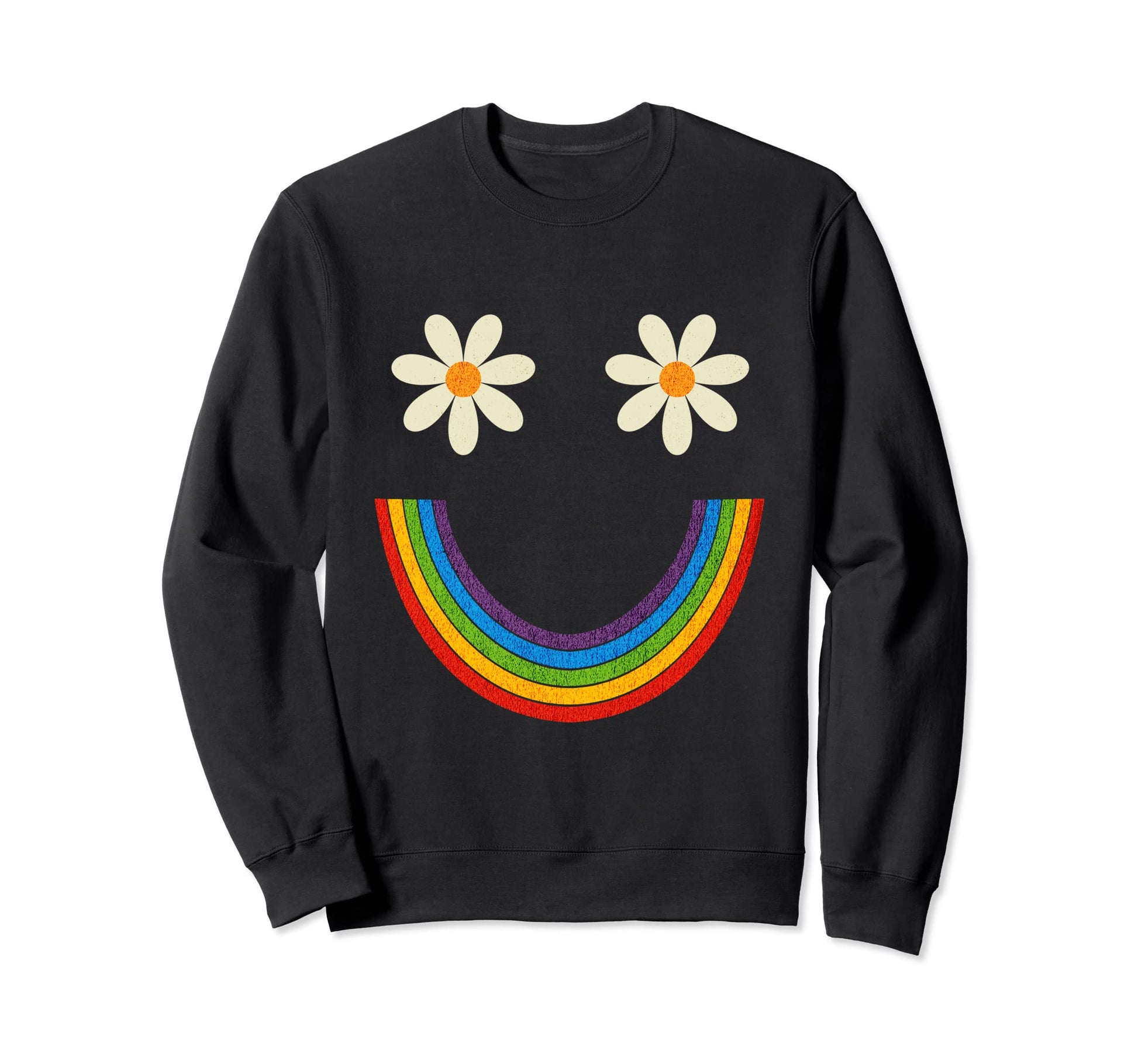 Happy Smiling Rainbow Daisies 60S Sweatshirt - Trendy Graphic Men Women - T-Shirt, Sweatshirt, Hoodie