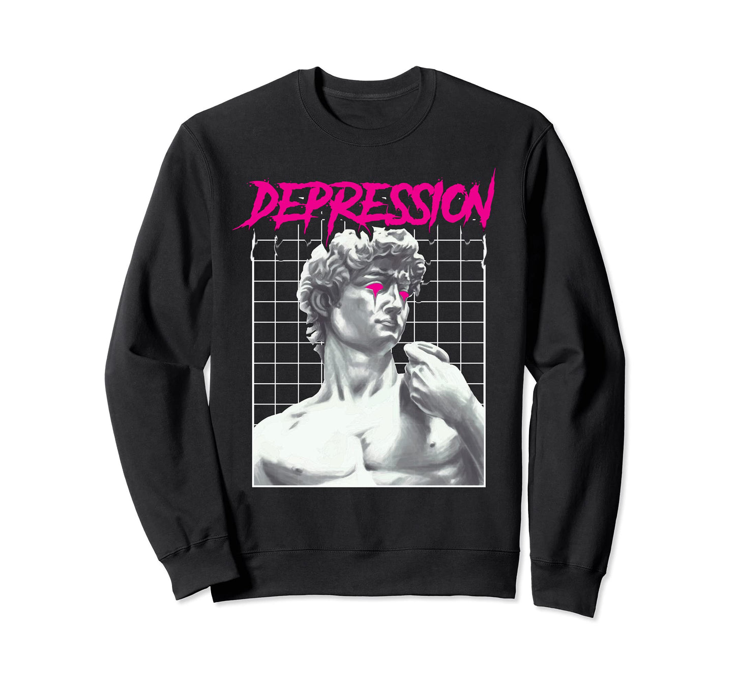 Depression Greek Statue Grunge Sweatshirt - Unique Graphic for Adults - T-Shirt, Sweatshirt, Hoodie