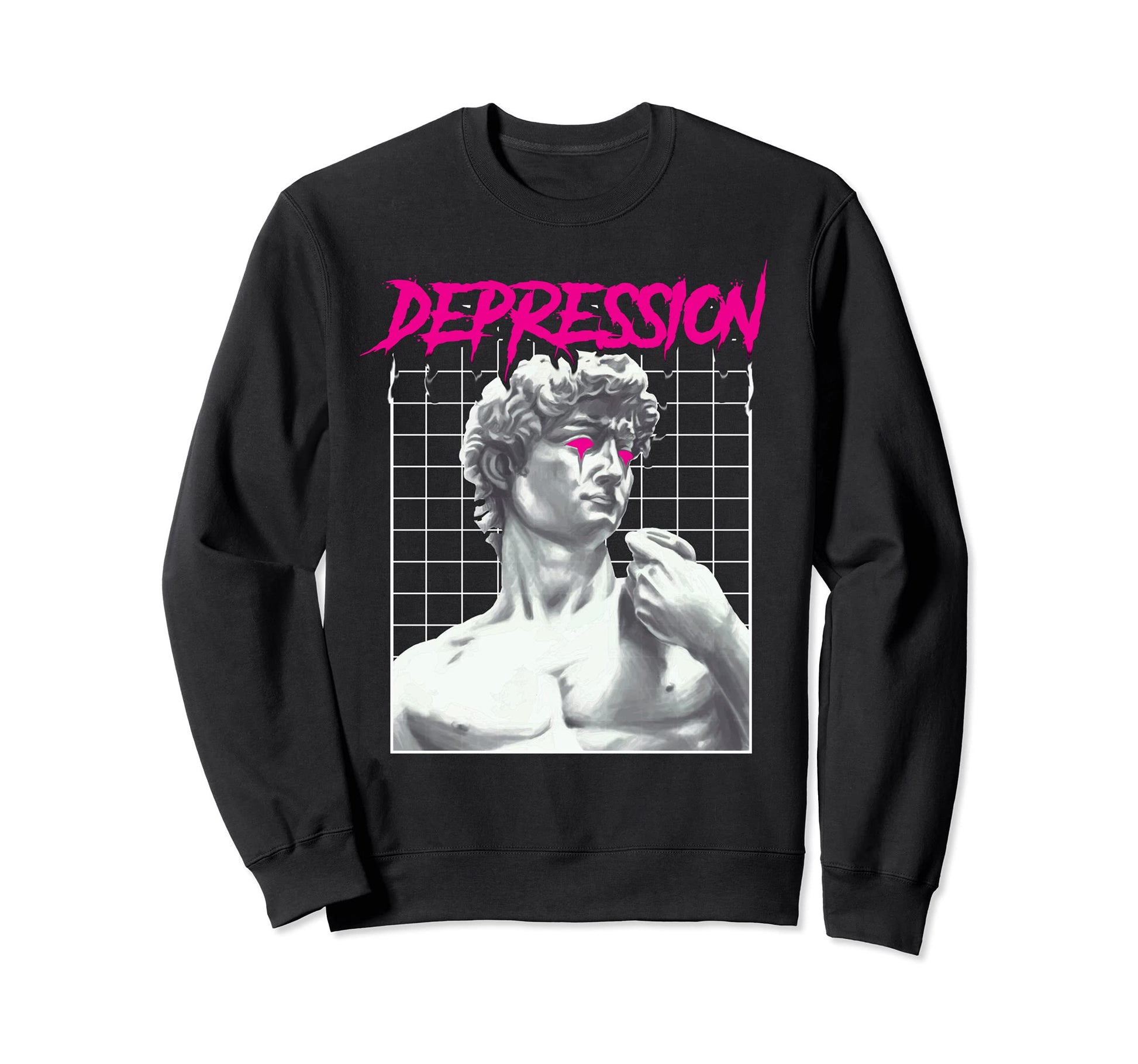 Depression Greek Statue Grunge Sweatshirt - Unique Graphic for Adults - T-Shirt, Sweatshirt, Hoodie