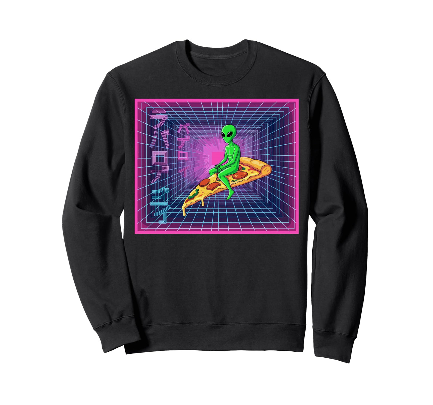 Vaporwave Pizza Rider Space Sweatshirt - Streetwear Style for Adults - T-Shirt, Sweatshirt, Hoodie