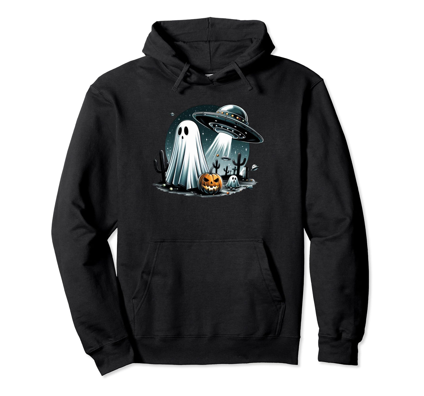 Spooky Ghost Funny Ufo Halloween Boo Hoodie - Aesthetic Graphic Unisex - T-Shirt, Sweatshirt, Hoodie