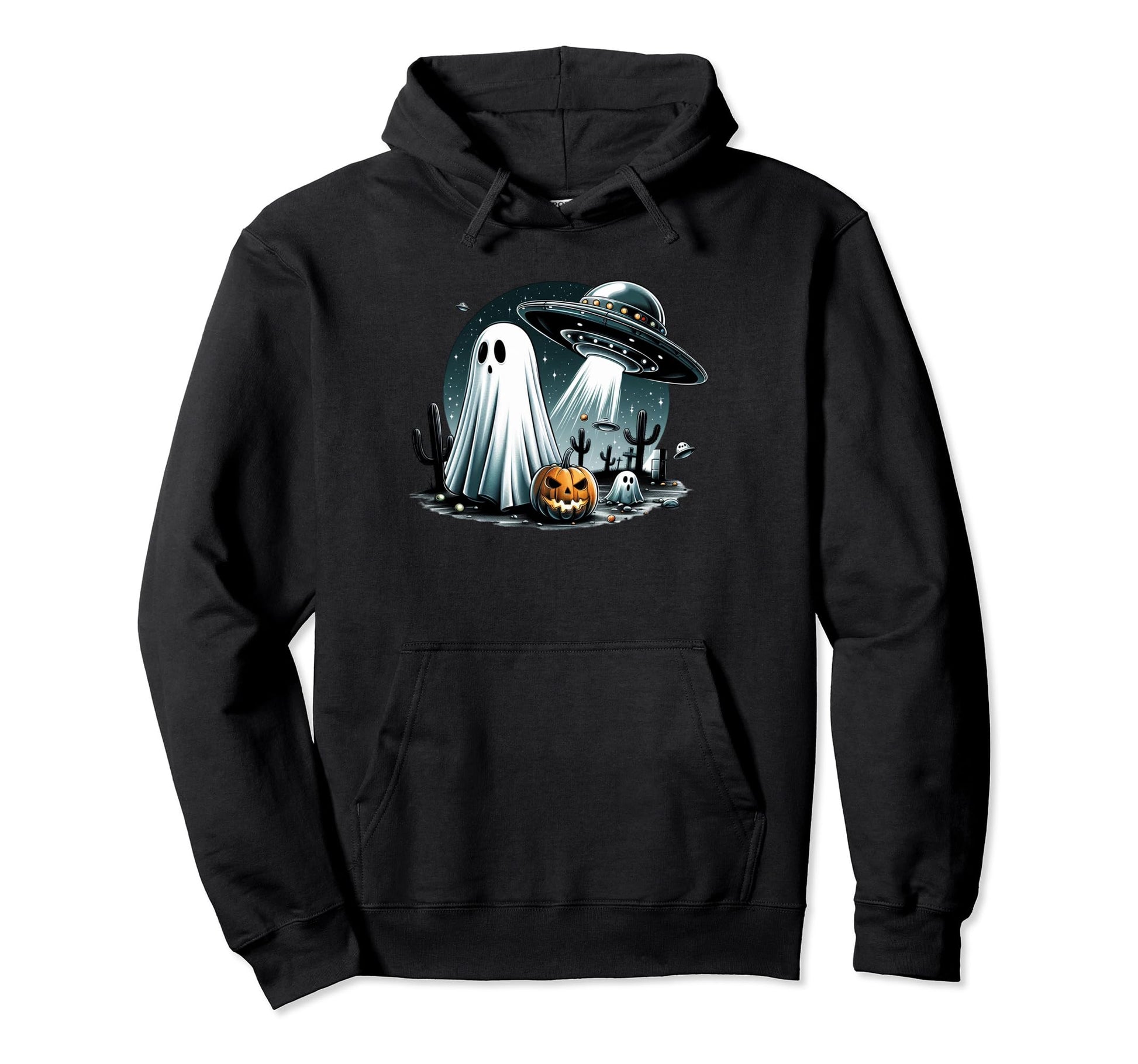 Spooky Ghost Funny Ufo Halloween Boo Hoodie - Aesthetic Graphic Unisex - T-Shirt, Sweatshirt, Hoodie