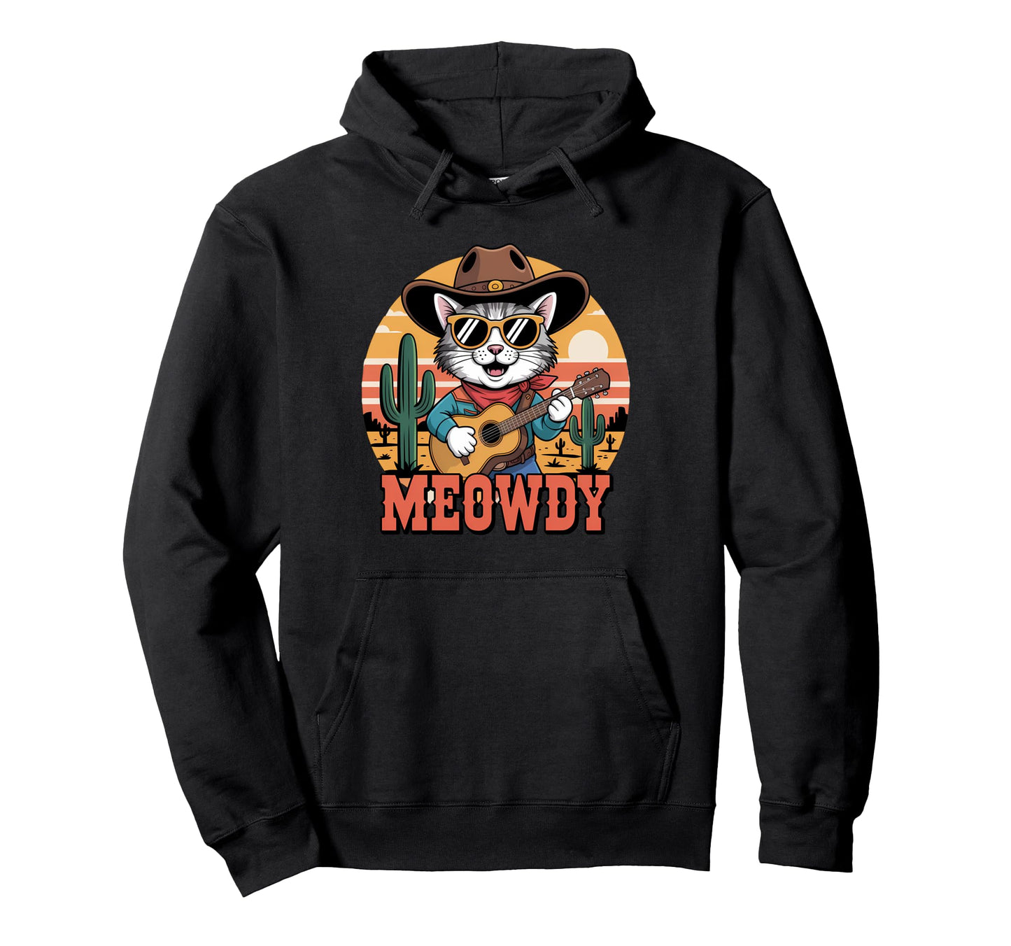 Meowdy Cat Western Country Funny Cowboy Hoodie - Minimalist Print Unisex - T-Shirt, Sweatshirt, Hoodie