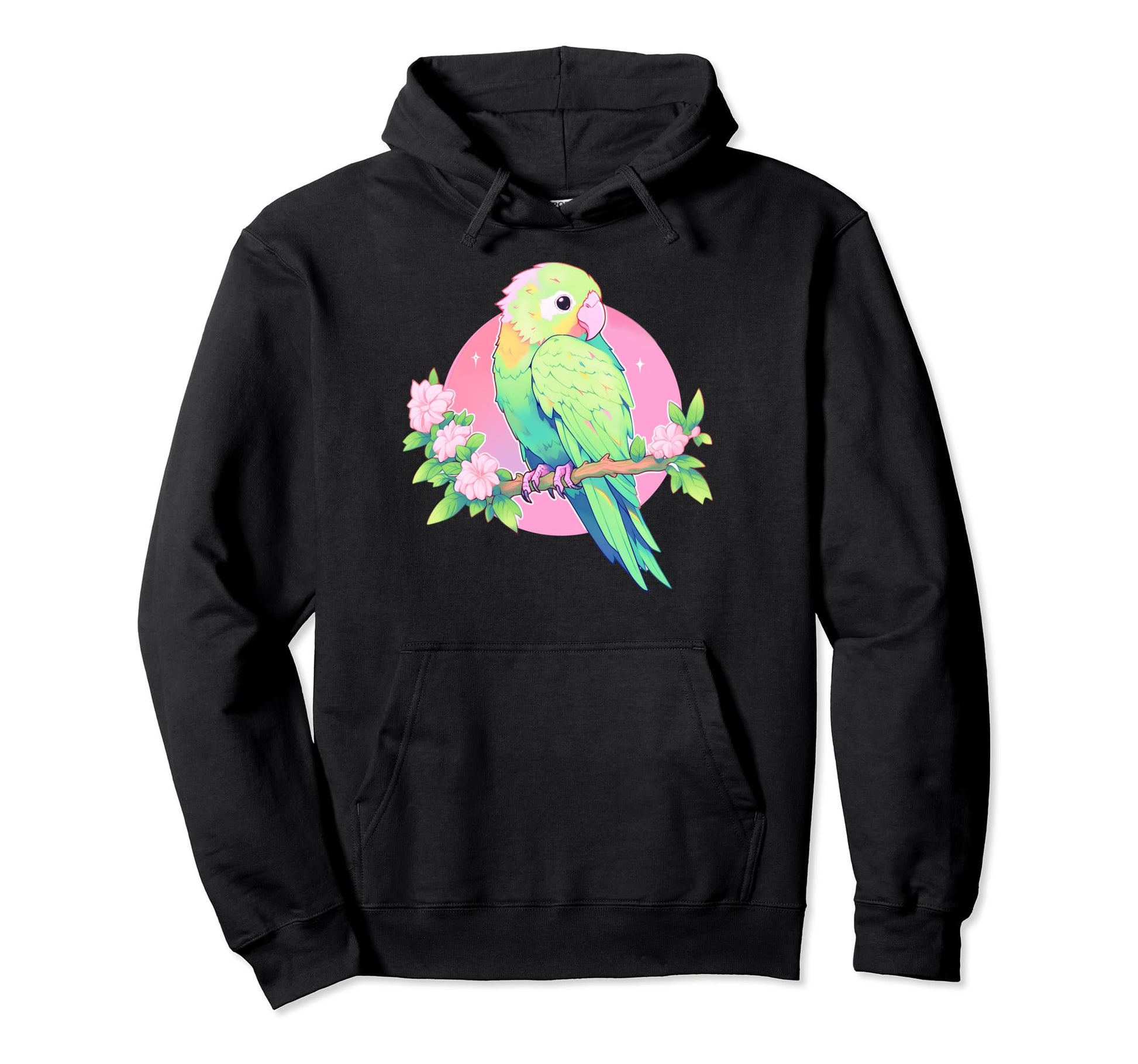 Kawaii Parrot Bird Floral Pastel Hoodie - Streetwear Style for Adults - T-Shirt, Sweatshirt, Hoodie