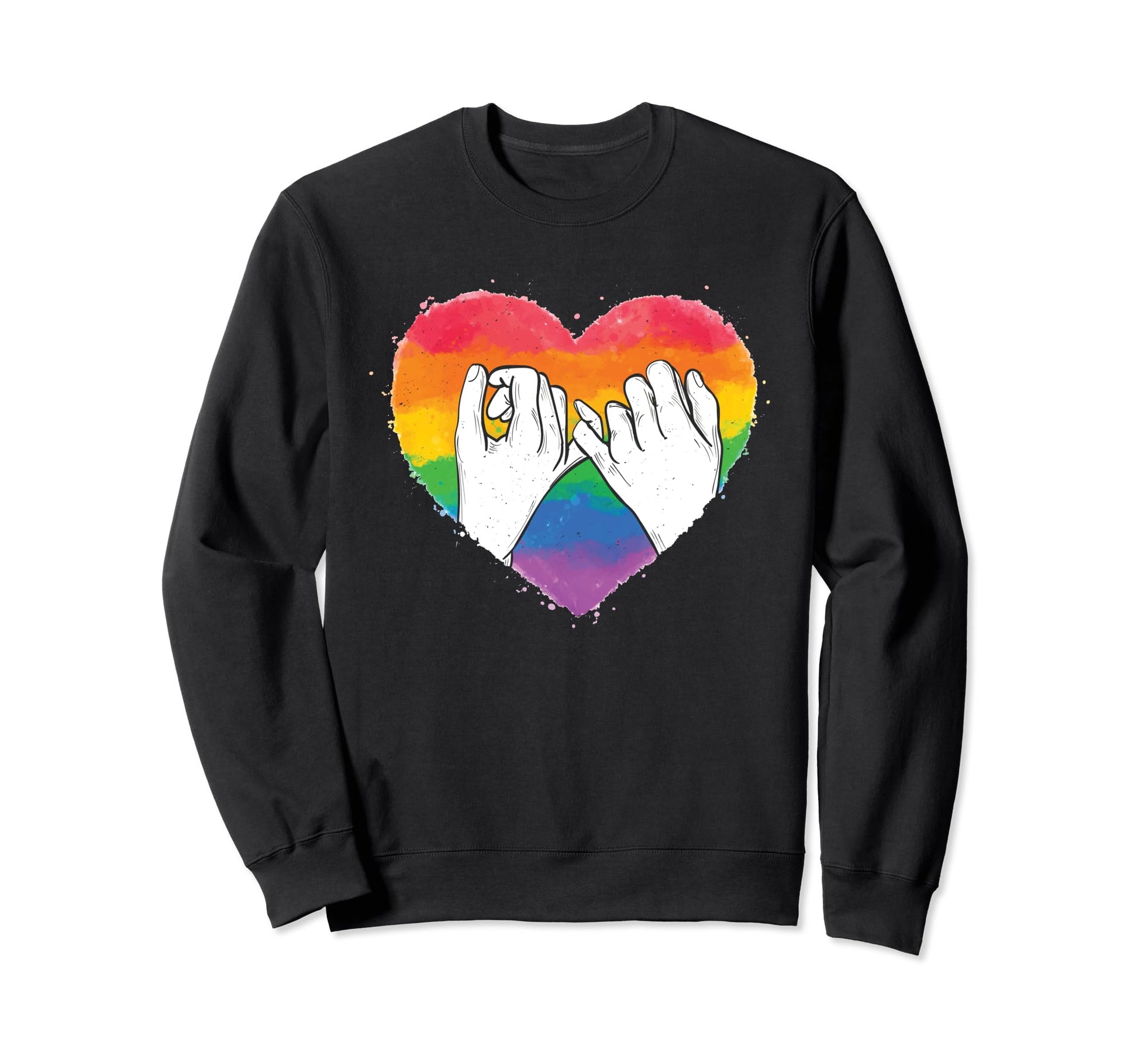 Rainbow Heart Love Hands Sweatshirt - Trendy Graphic for Adults - T-Shirt, Sweatshirt, Hoodie