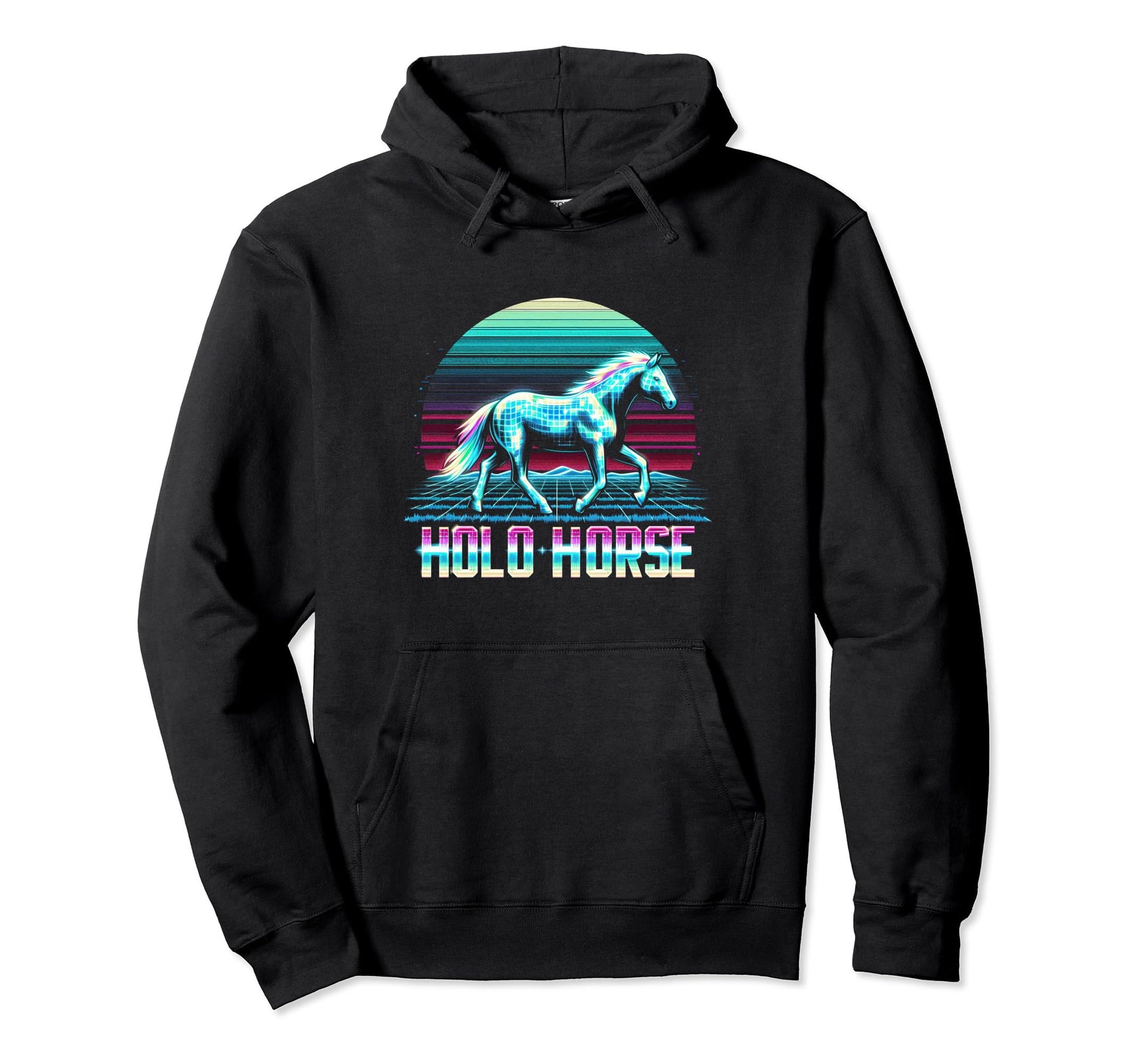 Horse Vaporwave Aesthetics Hoodie - Trendy Graphic Unisex - T-Shirt, Sweatshirt, Hoodie