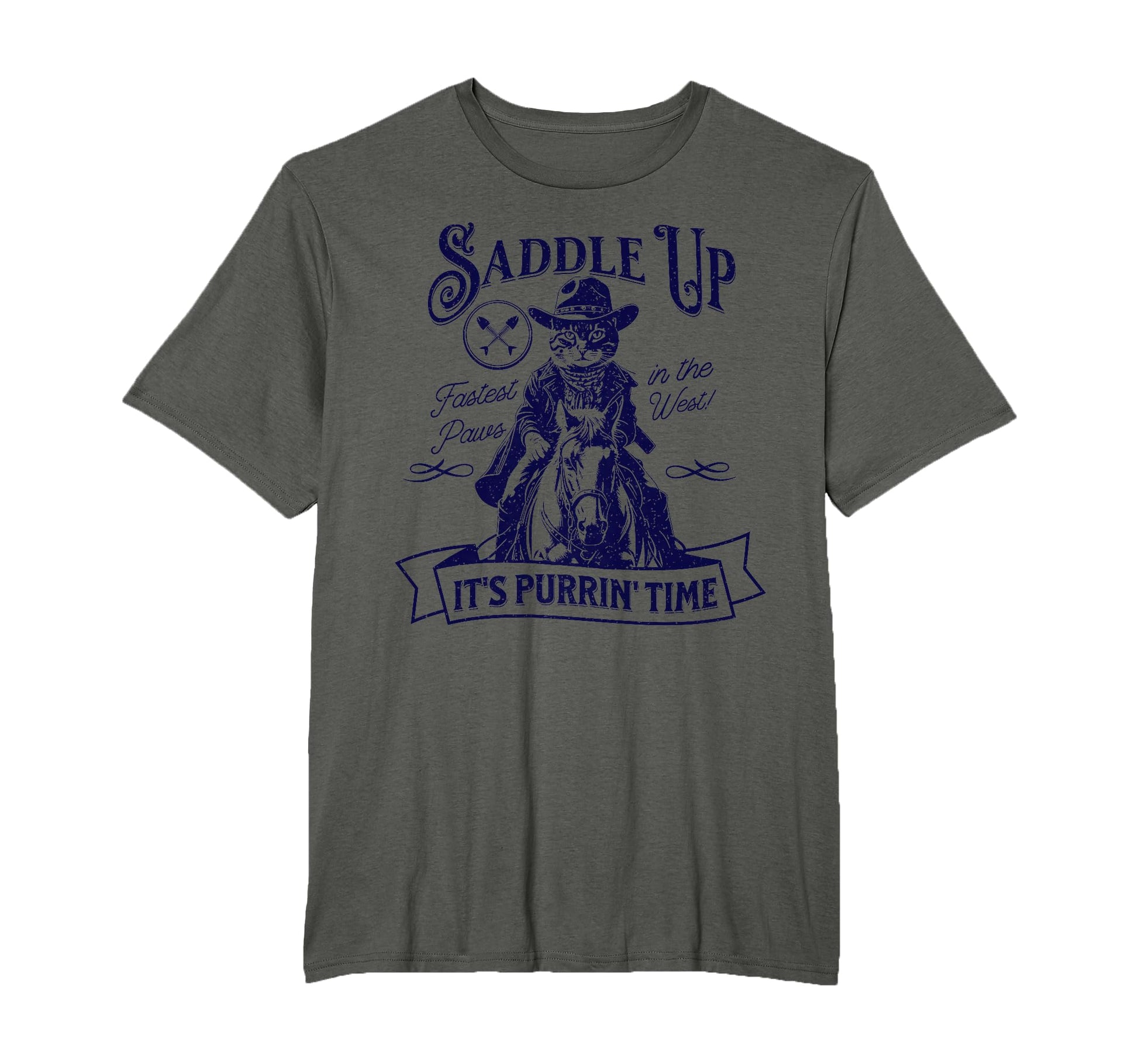 Cat Cowboy T-Shirt - Fun Novelty Design for Adults - T-Shirt, Sweatshirt, Hoodie