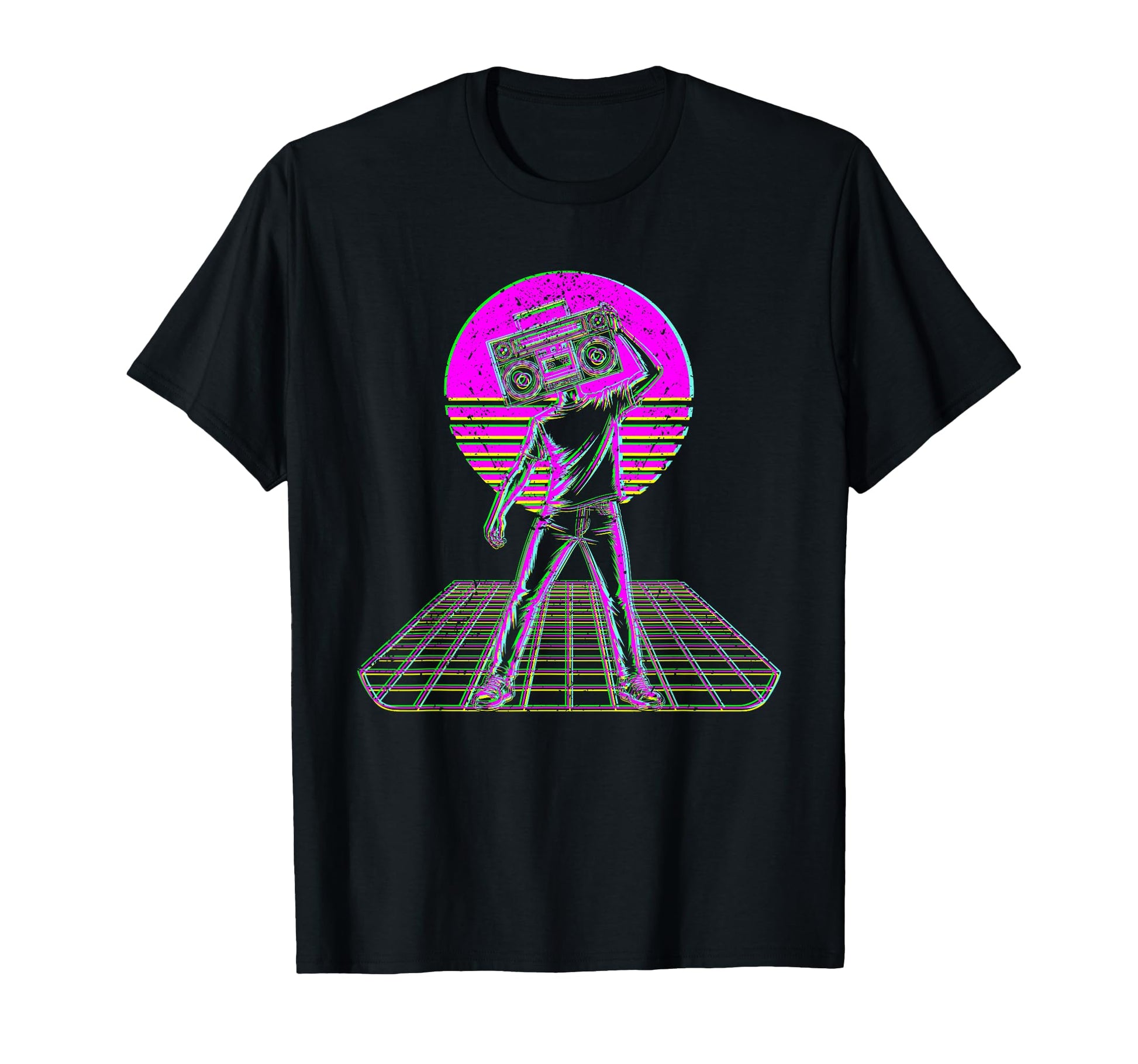 80S Boombox Art Synthwave Music T-Shirt - Fun Novelty Design Men Women - T-Shirt, Sweatshirt, Hoodie