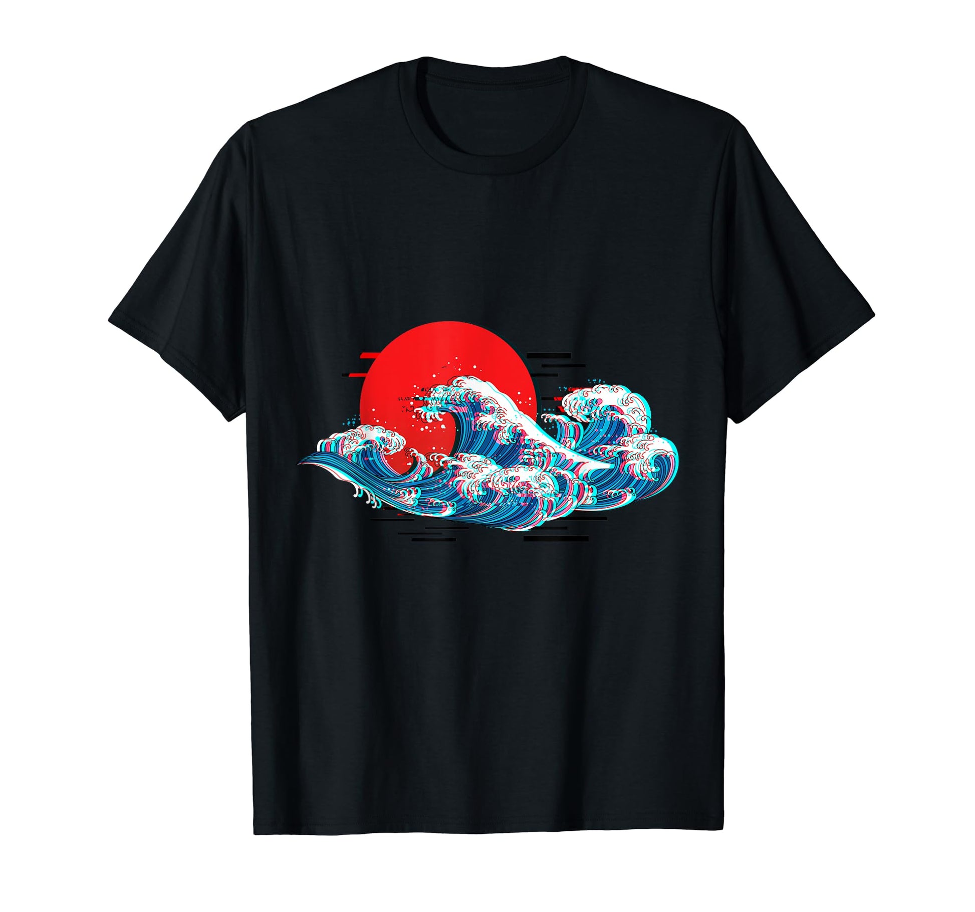 Large Wave Glitch Anime Aesthetic T-Shirt - Aesthetic Graphic for Adults - T-Shirt, Sweatshirt, Hoodie