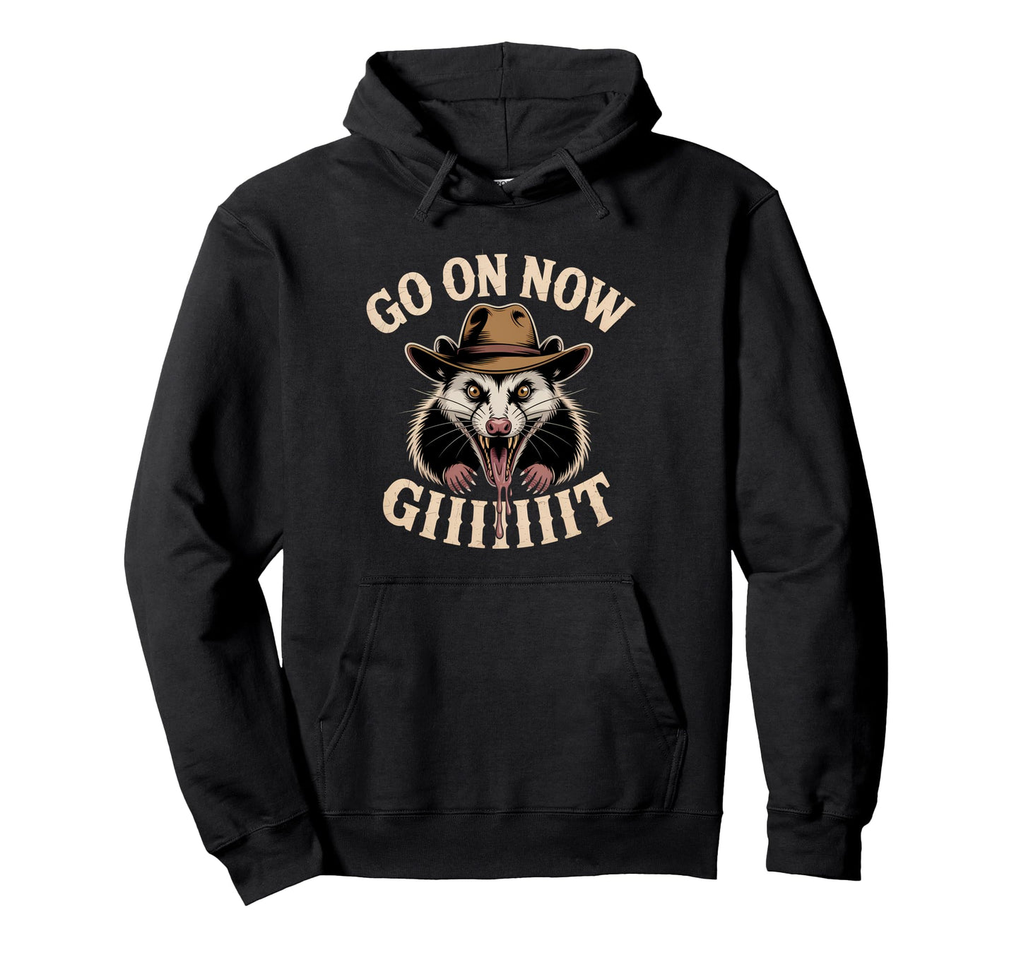 Go Now Git Western Country Possum Cowboy Hoodie - Aesthetic Graphic Unisex - T-Shirt, Sweatshirt, Hoodie
