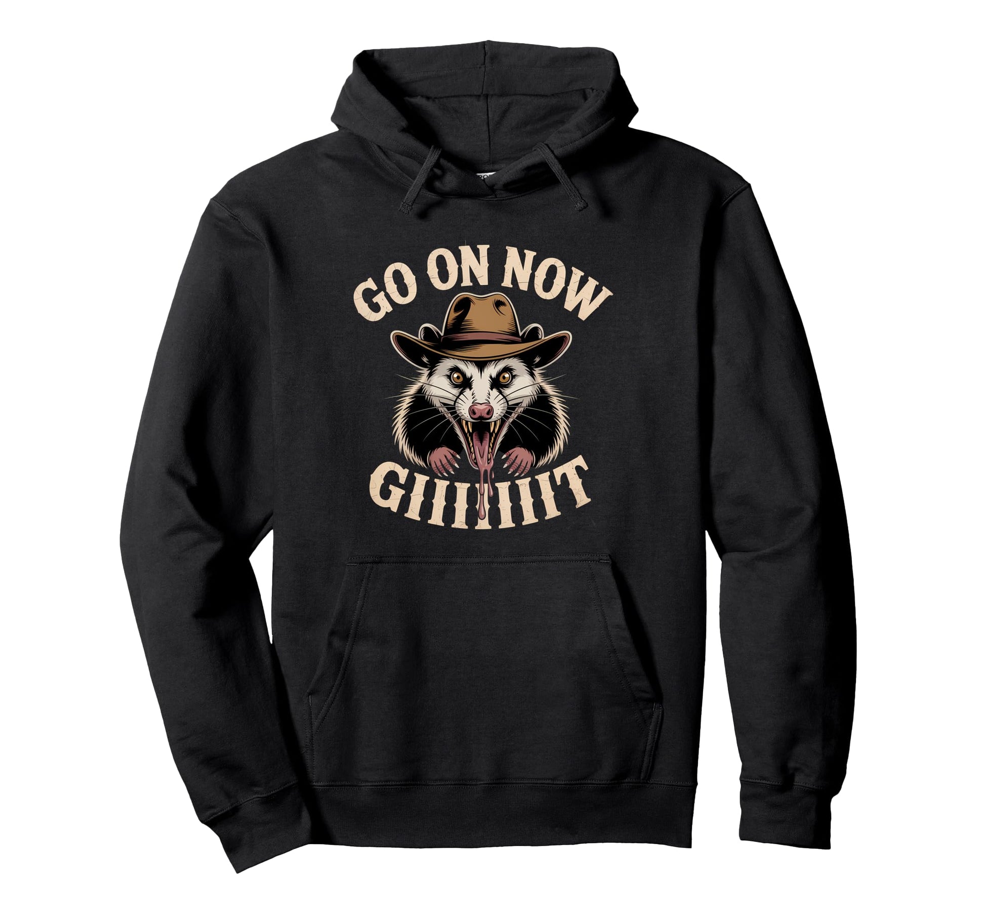 Go Now Git Western Country Possum Cowboy Hoodie - Aesthetic Graphic Unisex - T-Shirt, Sweatshirt, Hoodie