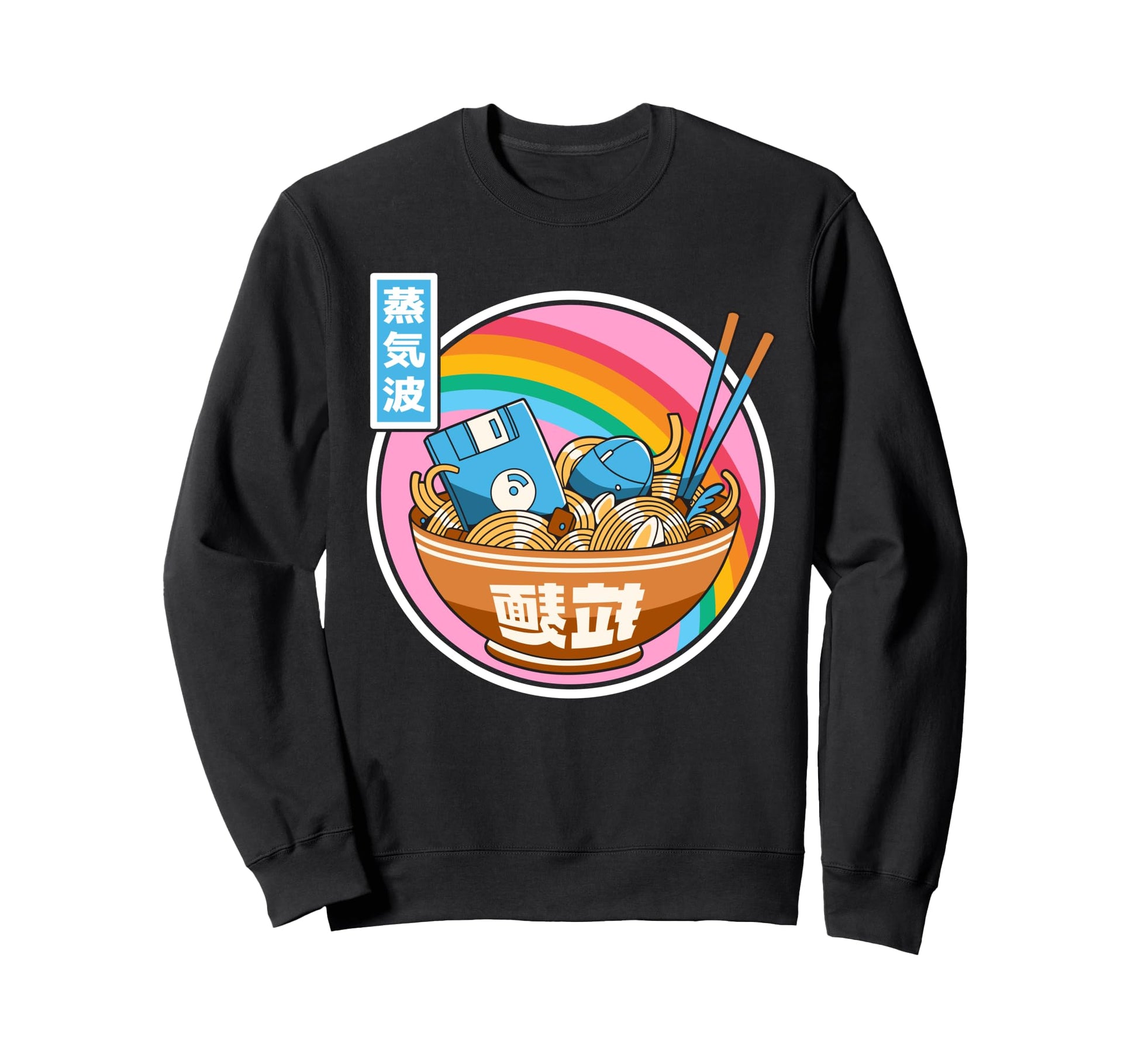 Digital Ramen Bowl Japan Pastel Sweatshirt - Aesthetic Graphic for Adults - T-Shirt, Sweatshirt, Hoodie