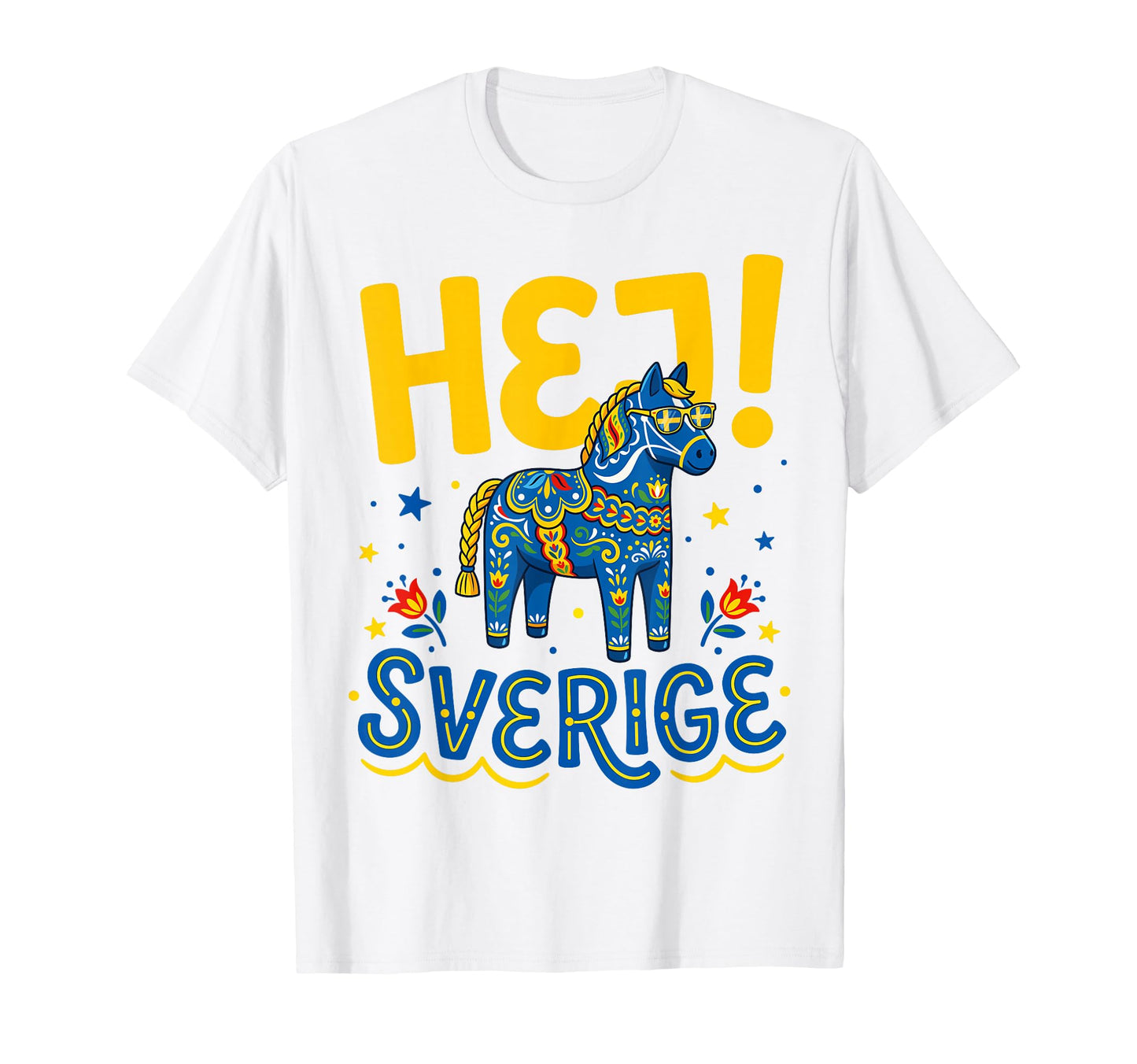 Hej Sverige Swedish Dala Horse T-Shirt - Minimalist Print Unisex - T-Shirt, Sweatshirt, Hoodie