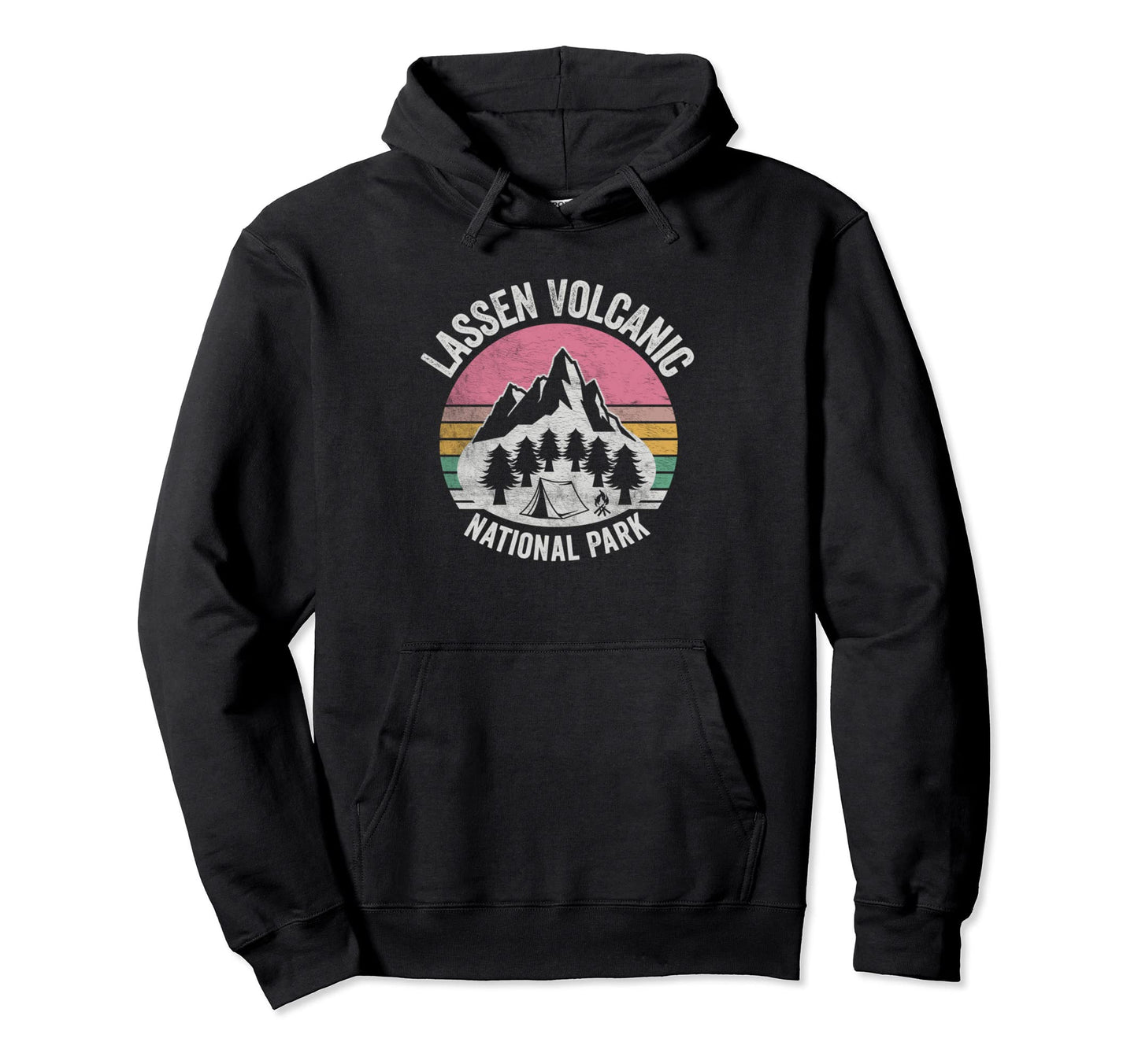 Lassen Volcanic National Park Map Sunset Hoodie - Graphic Print Unisex - T-Shirt, Sweatshirt, Hoodie