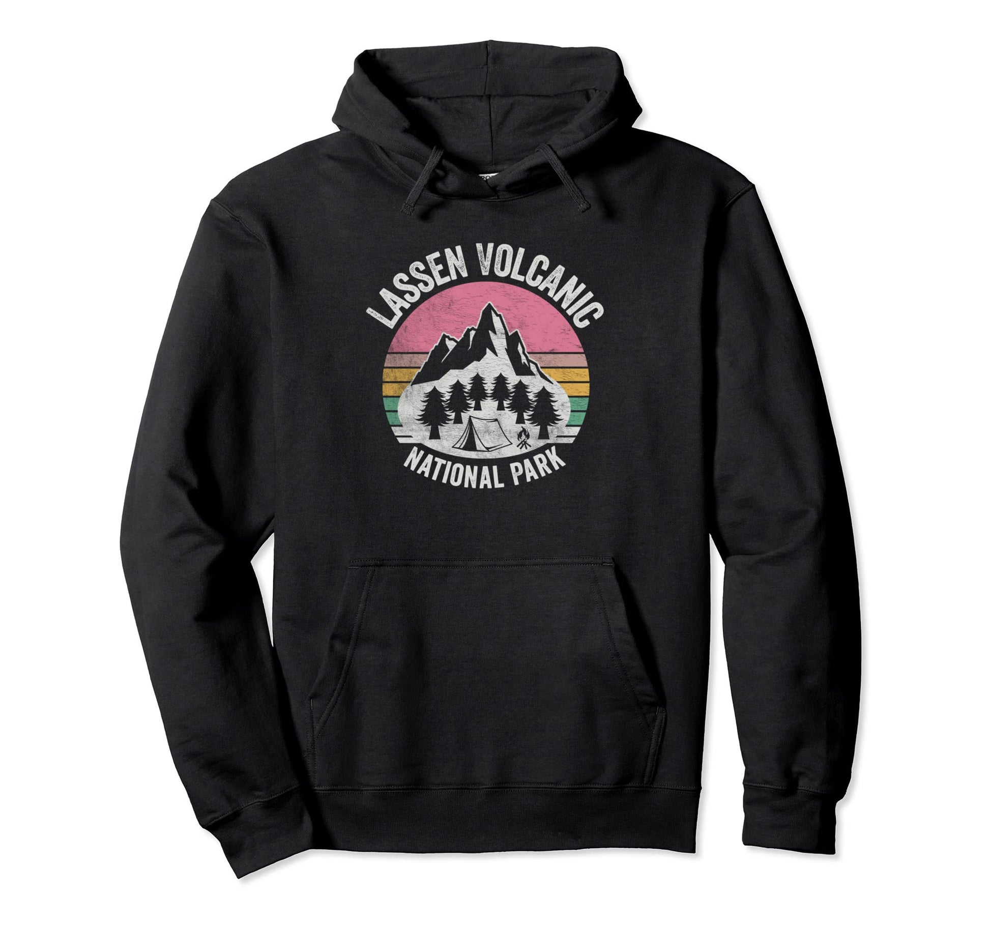 Lassen Volcanic National Park Map Sunset Hoodie - Graphic Print Unisex - T-Shirt, Sweatshirt, Hoodie