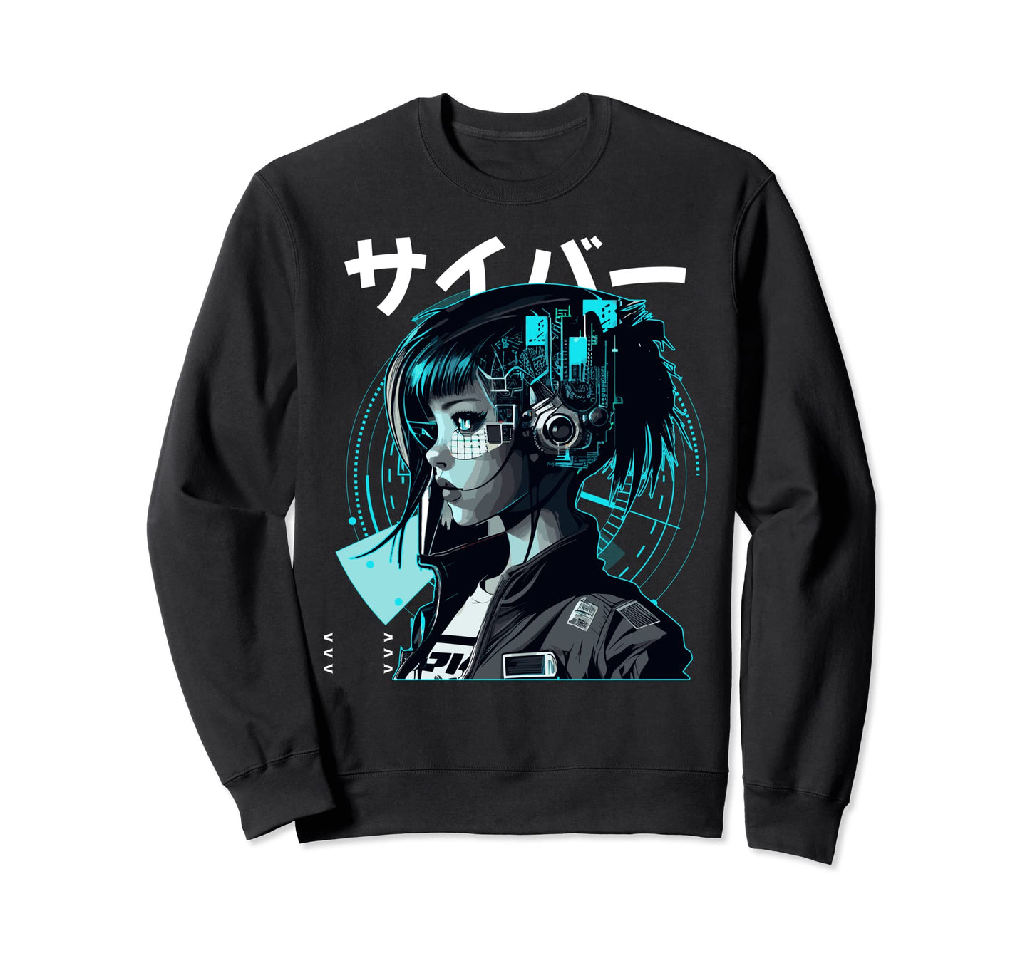 Japanese Cyber Anime Cyborg Sweatshirt - Aesthetic Graphic for Adults - T-Shirt, Sweatshirt, Hoodie