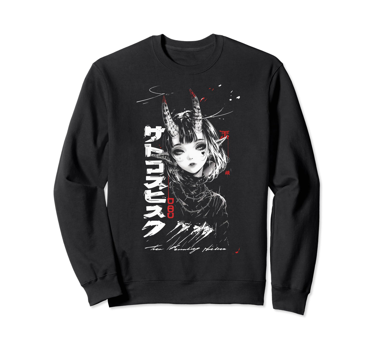 Anime Goth Grunge Demon Waifu Sweatshirt - Casual Everyday Wear for Adults - T-Shirt, Sweatshirt, Hoodie