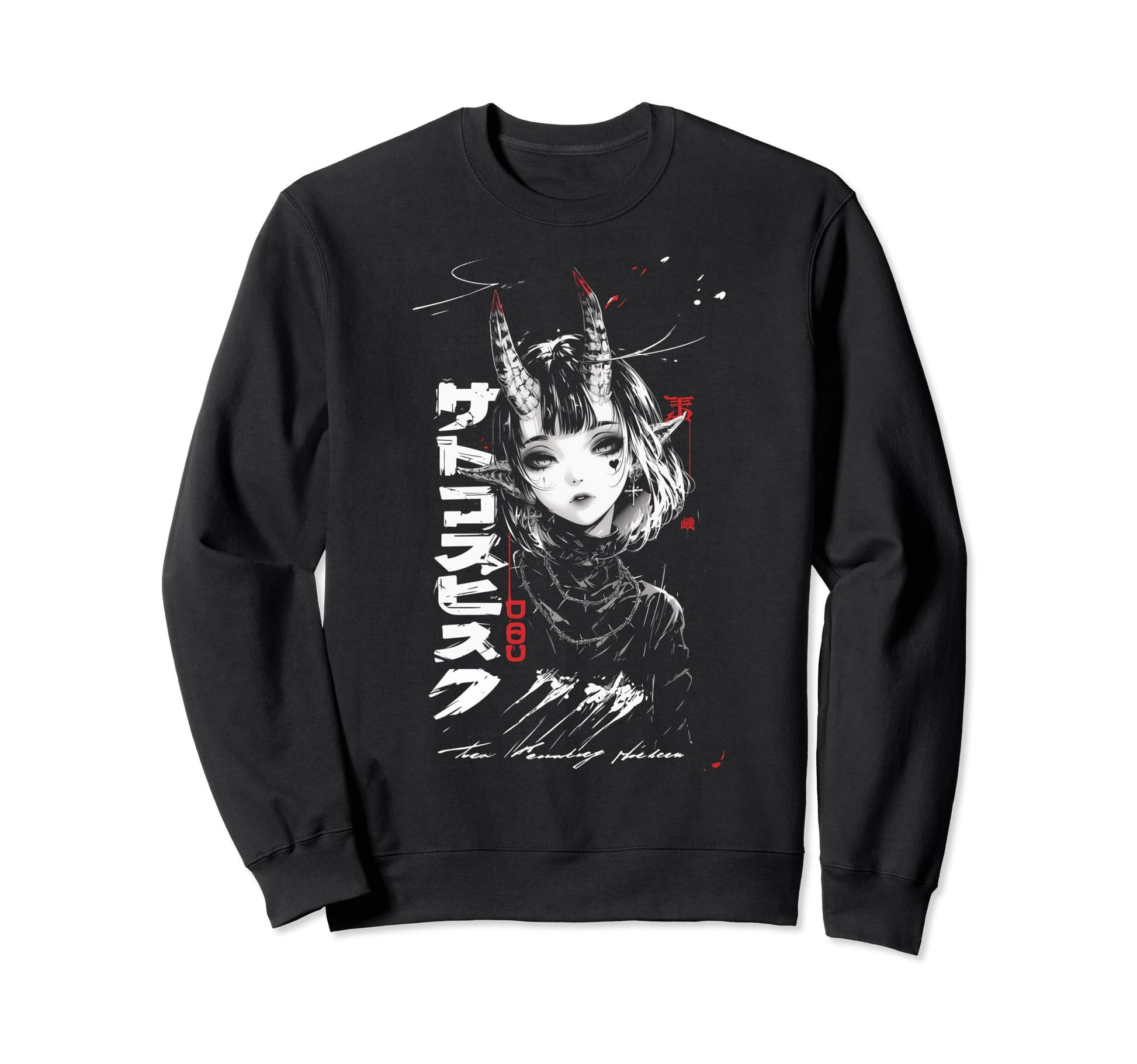 Anime Goth Grunge Demon Waifu Sweatshirt - Casual Everyday Wear for Adults - T-Shirt, Sweatshirt, Hoodie