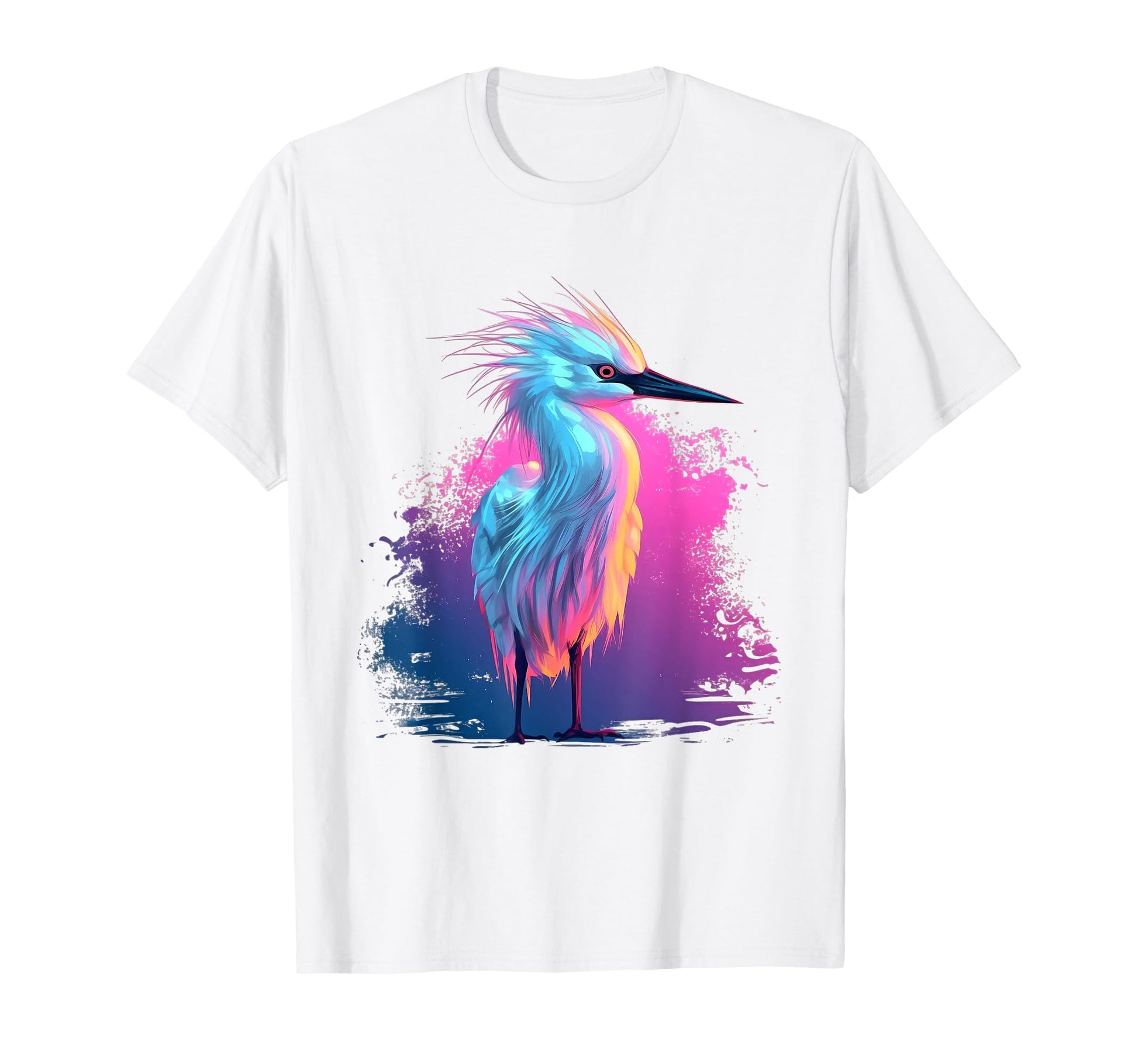 Vaporwave Aesthetic Snowy Egret T-Shirt - Novelty Apparel Unisex - T-Shirt, Sweatshirt, Hoodie