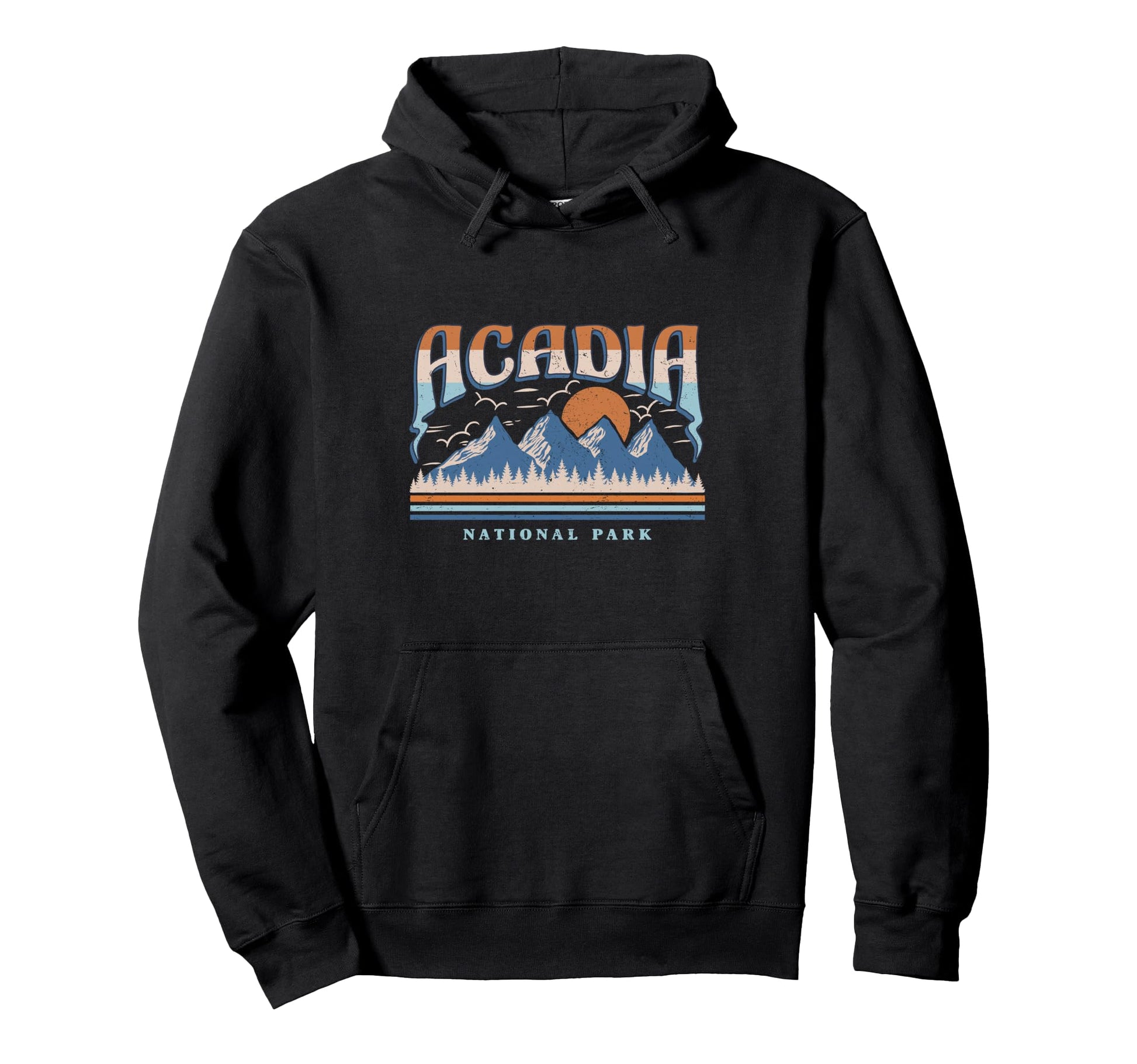 Acadia National Park Maine Mountains 80S Hoodie - Minimalist Print Unisex - T-Shirt, Sweatshirt, Hoodie
