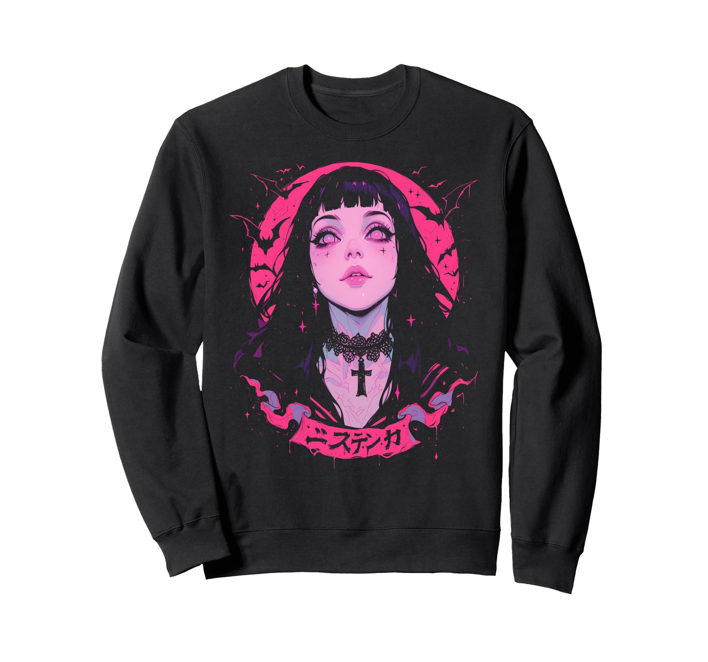 Goth Grunge Demon Anime Waifu Horror Sweatshirt - Trendy Graphic Men Women - T-Shirt, Sweatshirt, Hoodie