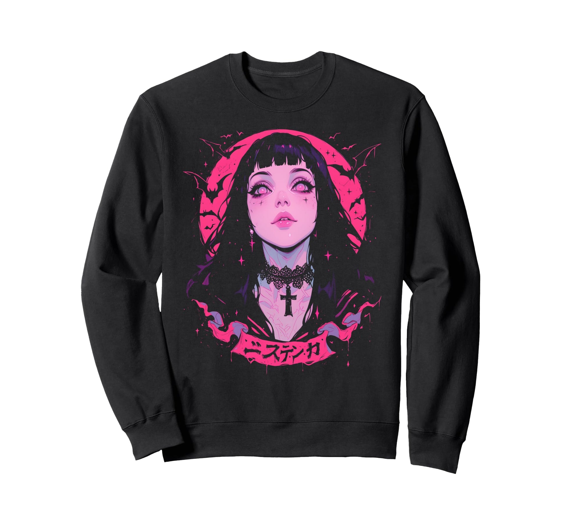 Goth Grunge Demon Anime Waifu Horror Sweatshirt - Trendy Graphic Men Women - T-Shirt, Sweatshirt, Hoodie