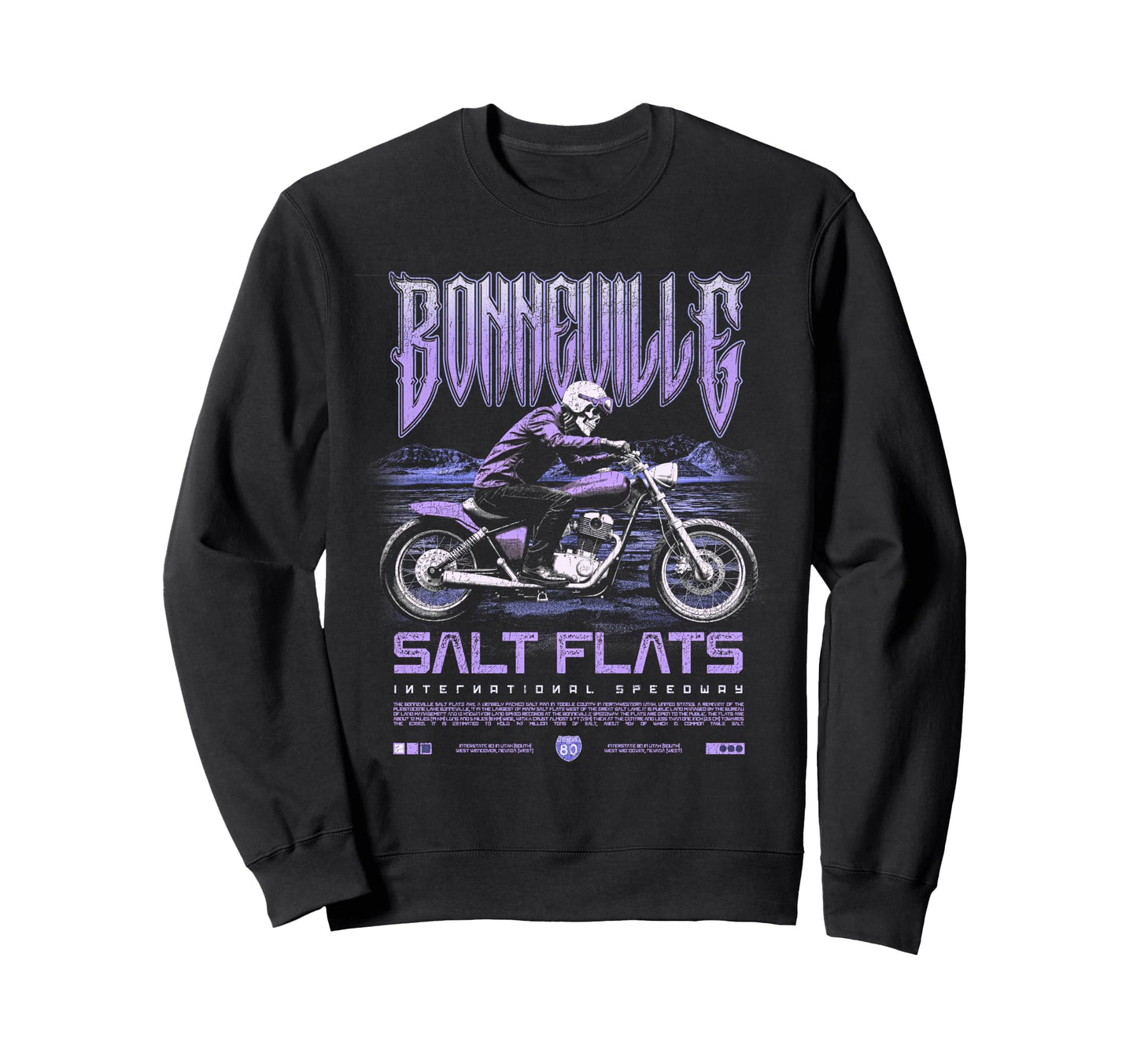 Bonneville Salt Flats Motorcycle Racing Sweatshirt - Trendy Graphic Unisex - T-Shirt, Sweatshirt, Hoodie