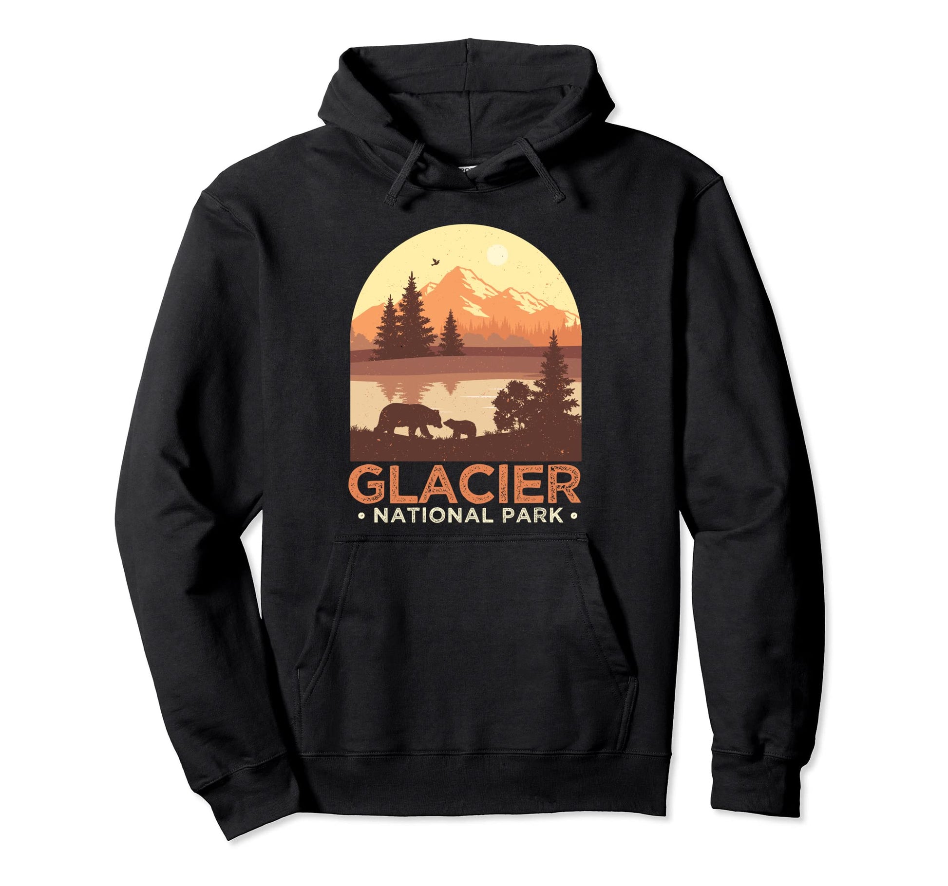 Glacier Bears Montana Vacation Glacier Hoodie - Trendy Graphic Unisex - T-Shirt, Sweatshirt, Hoodie