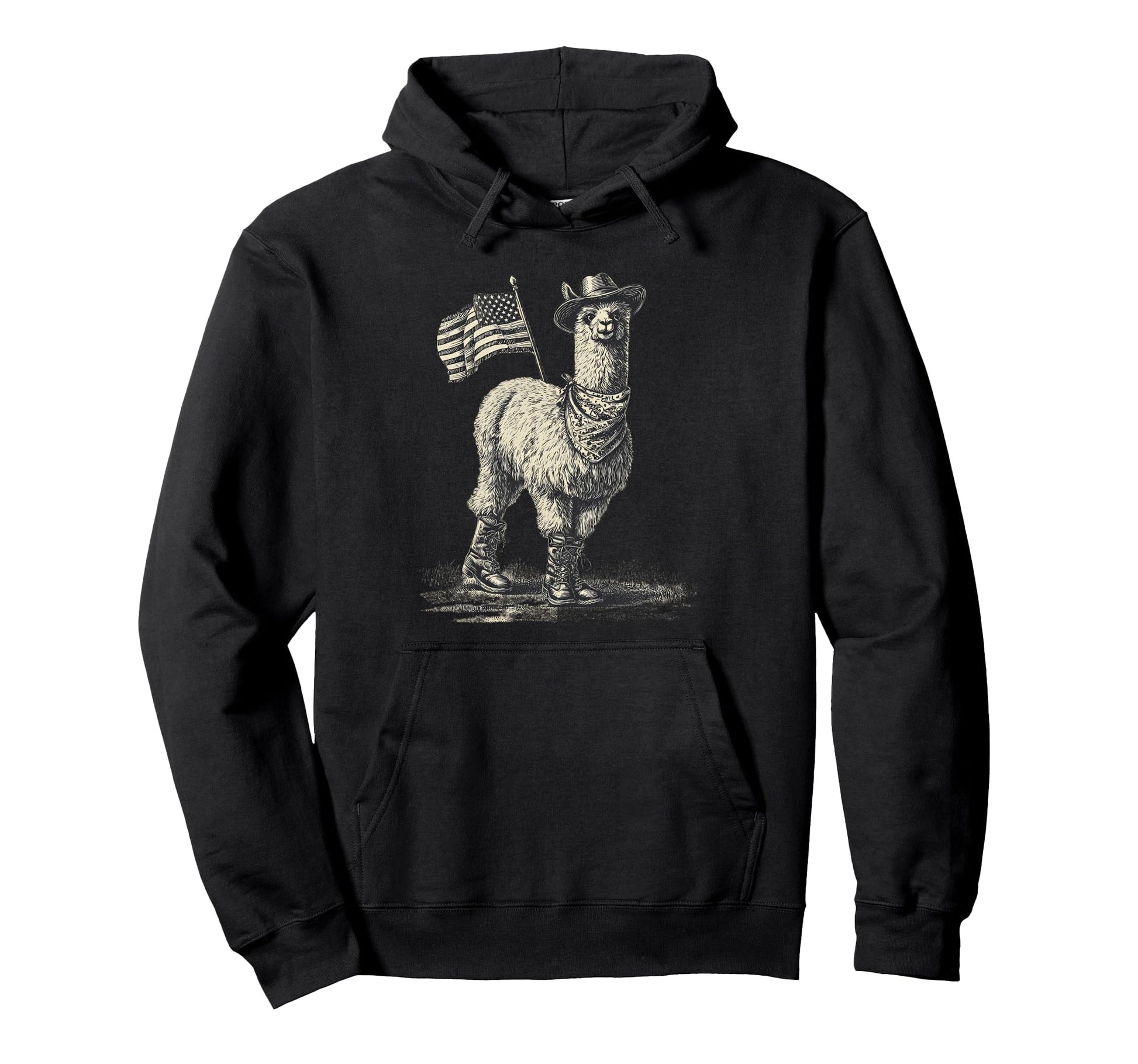 Country Cowboy Llama Alpaca Rodeo Hoodie - Aesthetic Graphic Unisex - T-Shirt, Sweatshirt, Hoodie