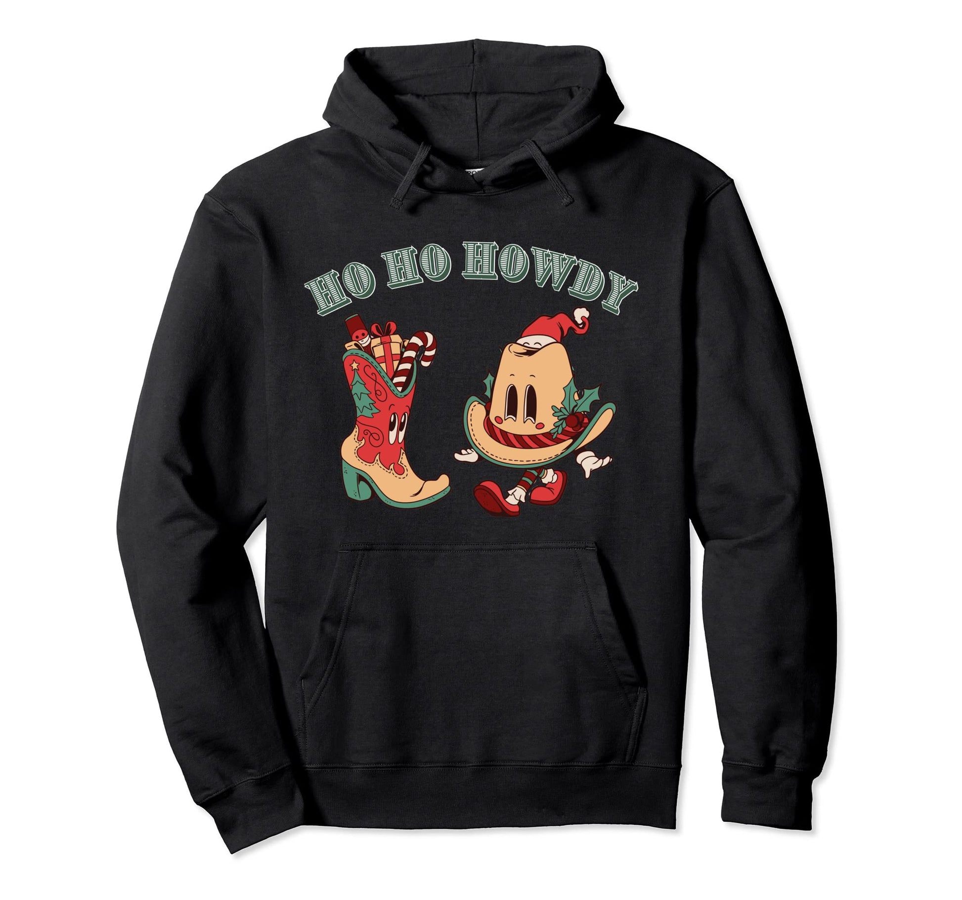 Western Aesthetic Howdy Cowboy Hat Hoodie - Custom Art Print Men Women - T-Shirt, Sweatshirt, Hoodie