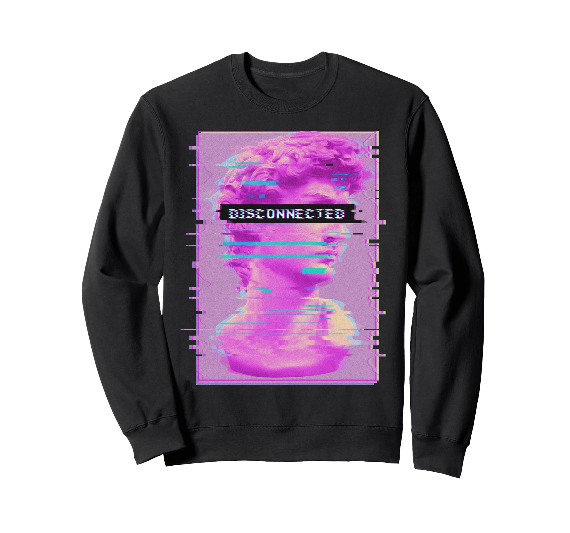 David Statue Disconnected Glitch Sweatshirt - Minimalist Print for Adults - T-Shirt, Sweatshirt, Hoodie