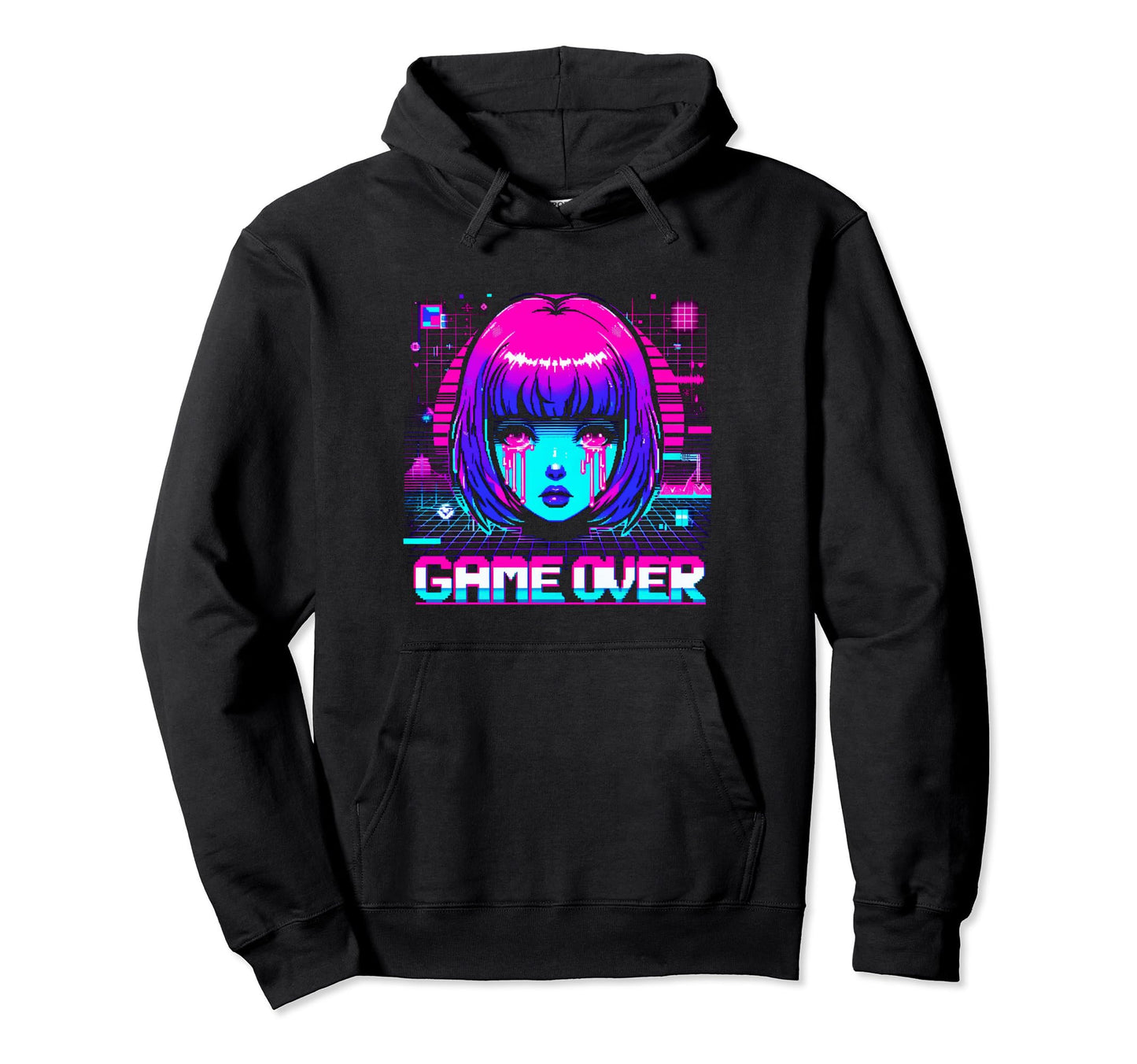 Sad Anime Japanese Vaporwave Aesthetic Hoodie - Unique Graphic for Adults - T-Shirt, Sweatshirt, Hoodie