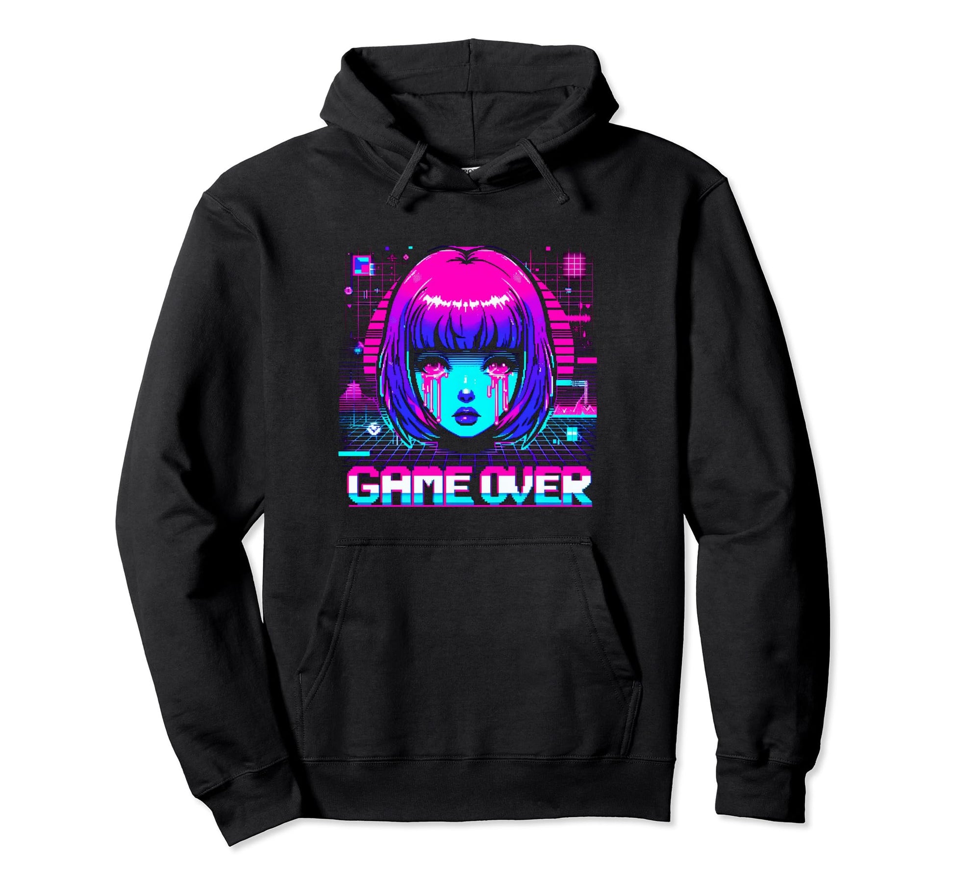 Sad Anime Japanese Vaporwave Aesthetic Hoodie - Unique Graphic for Adults - T-Shirt, Sweatshirt, Hoodie