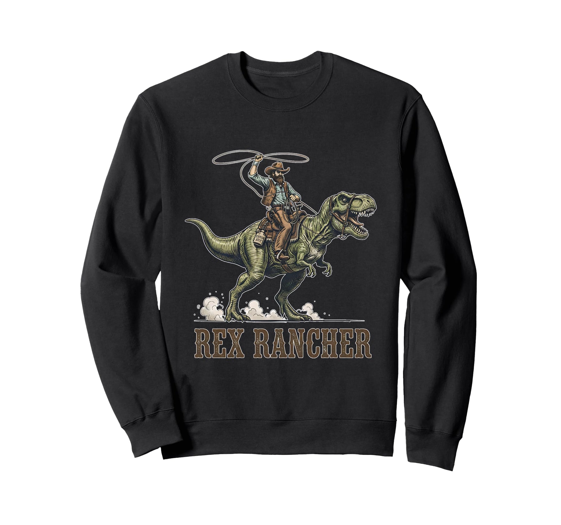 Cowboy Dinosaur Rider T Rex Rancher Sweatshirt - Unique Graphic for Adults - T-Shirt, Sweatshirt, Hoodie