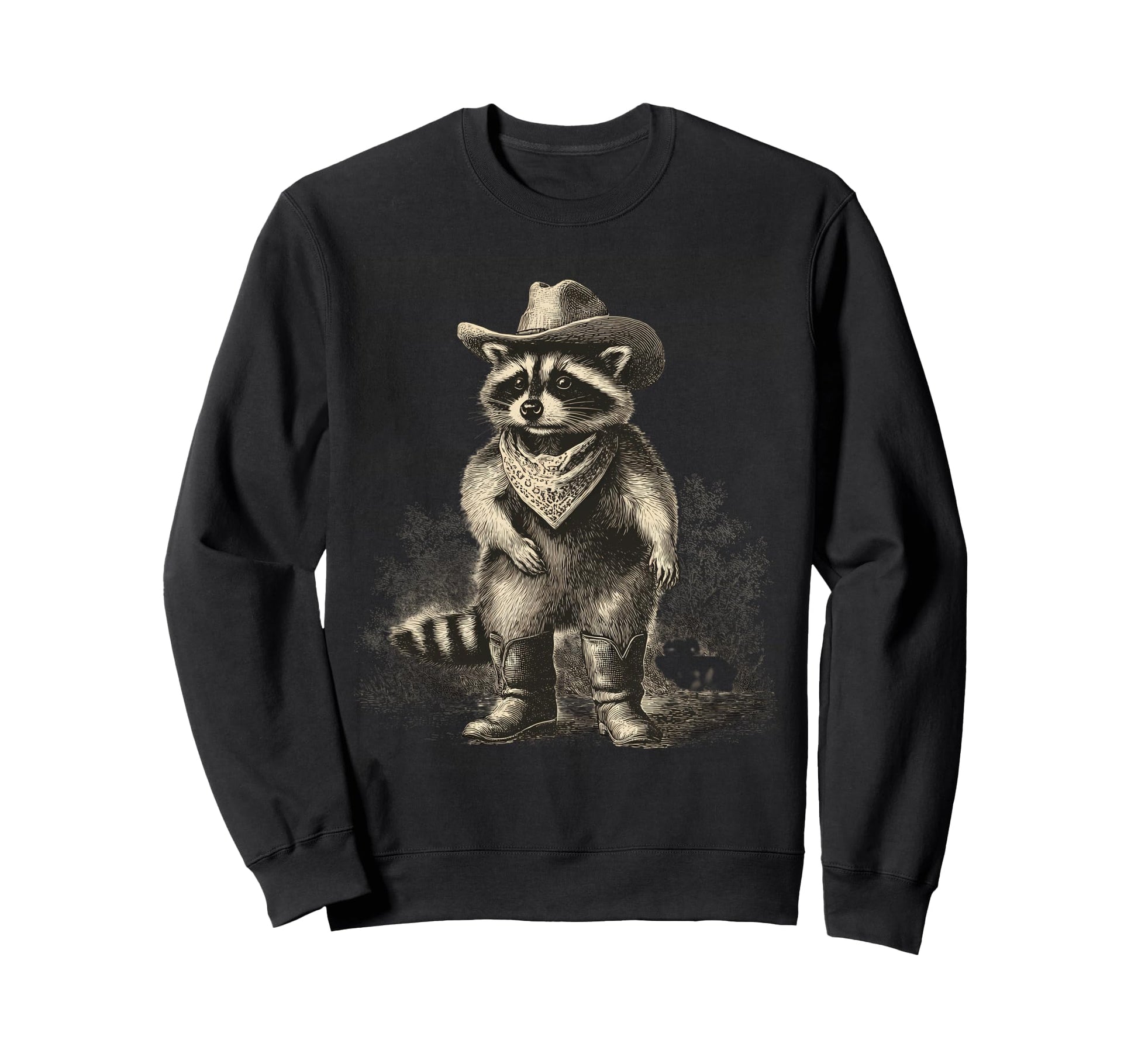Raccoon Cowboy Rodeo Cowgirl Western Sweatshirt - Custom Art Print Unisex - T-Shirt, Sweatshirt, Hoodie